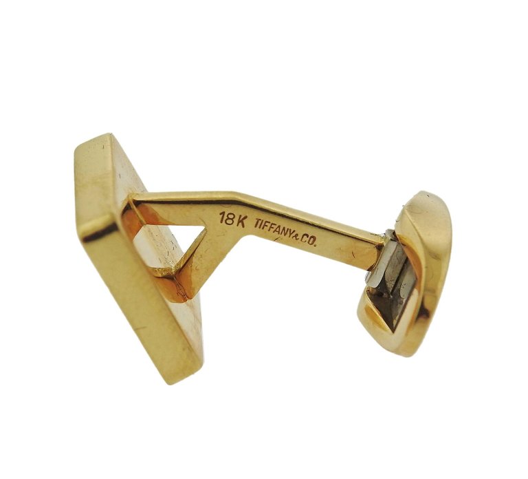 Tiffany & Co. Mother-of-Pearl Onyx Inlay Gold Cufflinks - Oak Gem
