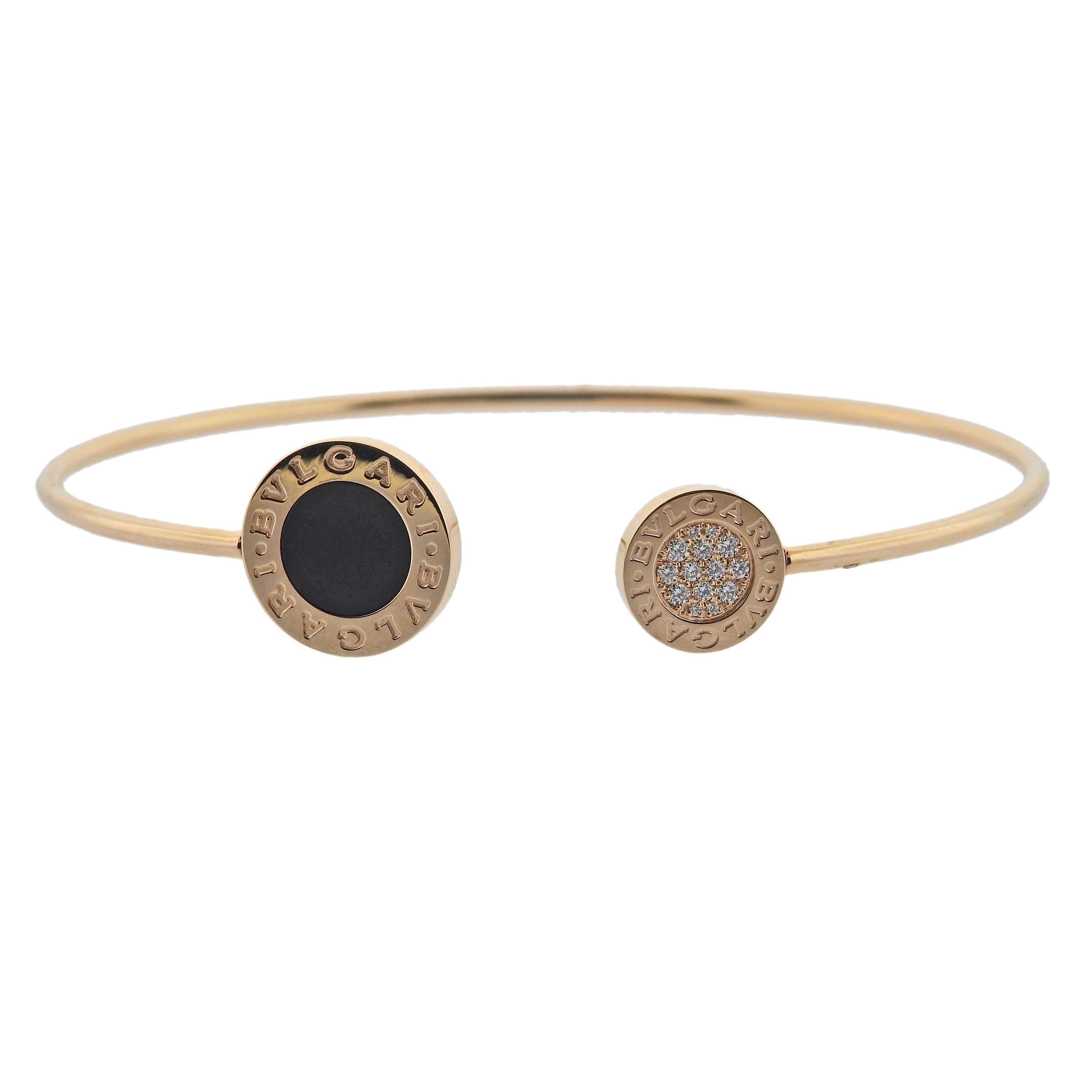 Bulgari Diamond Onyx Rose Gold Cuff Bracelet – Oak Gem