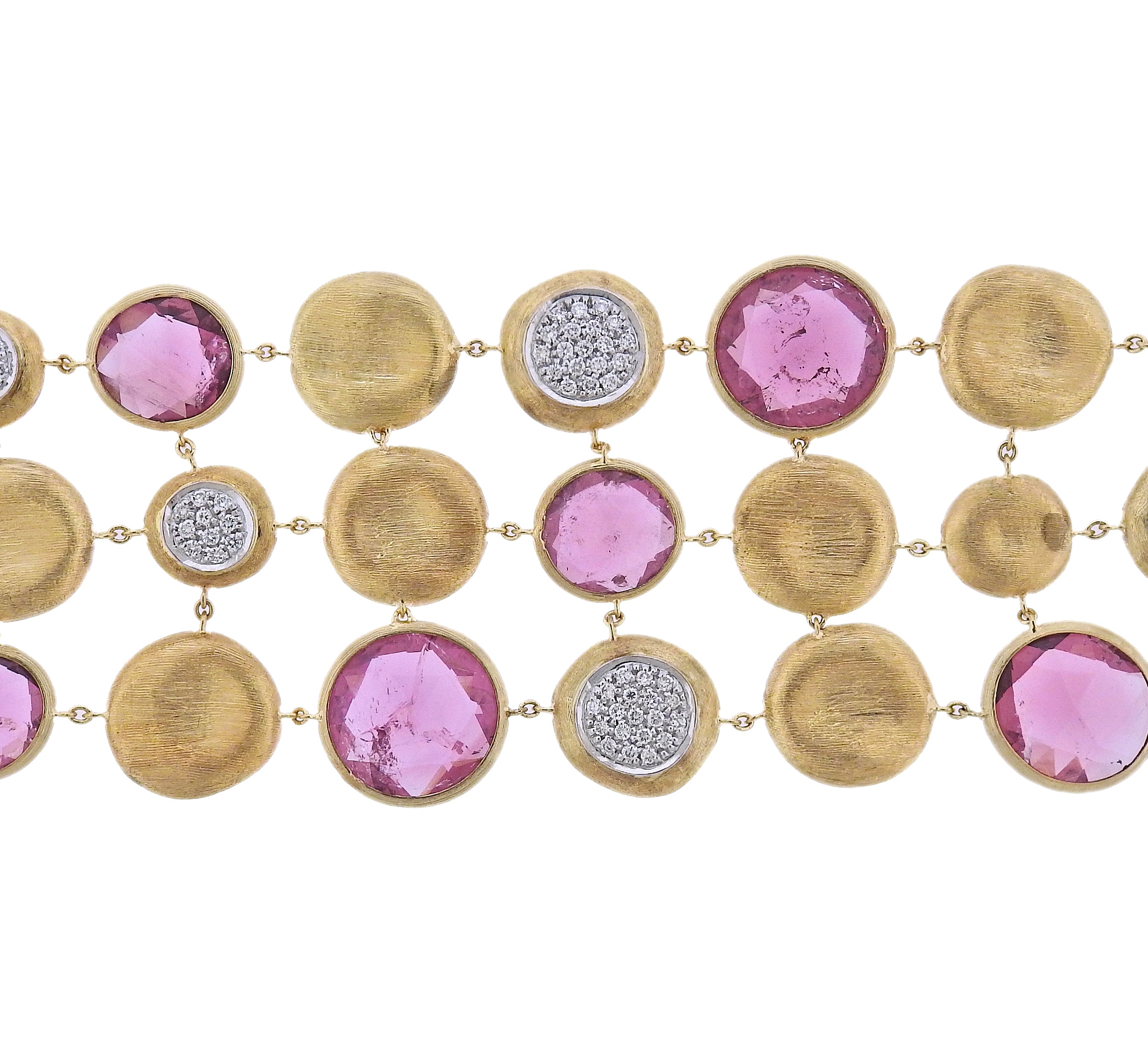 Marco Bicego Jaipur Gold Diamond Tourmaline Multi Strand Bracelet