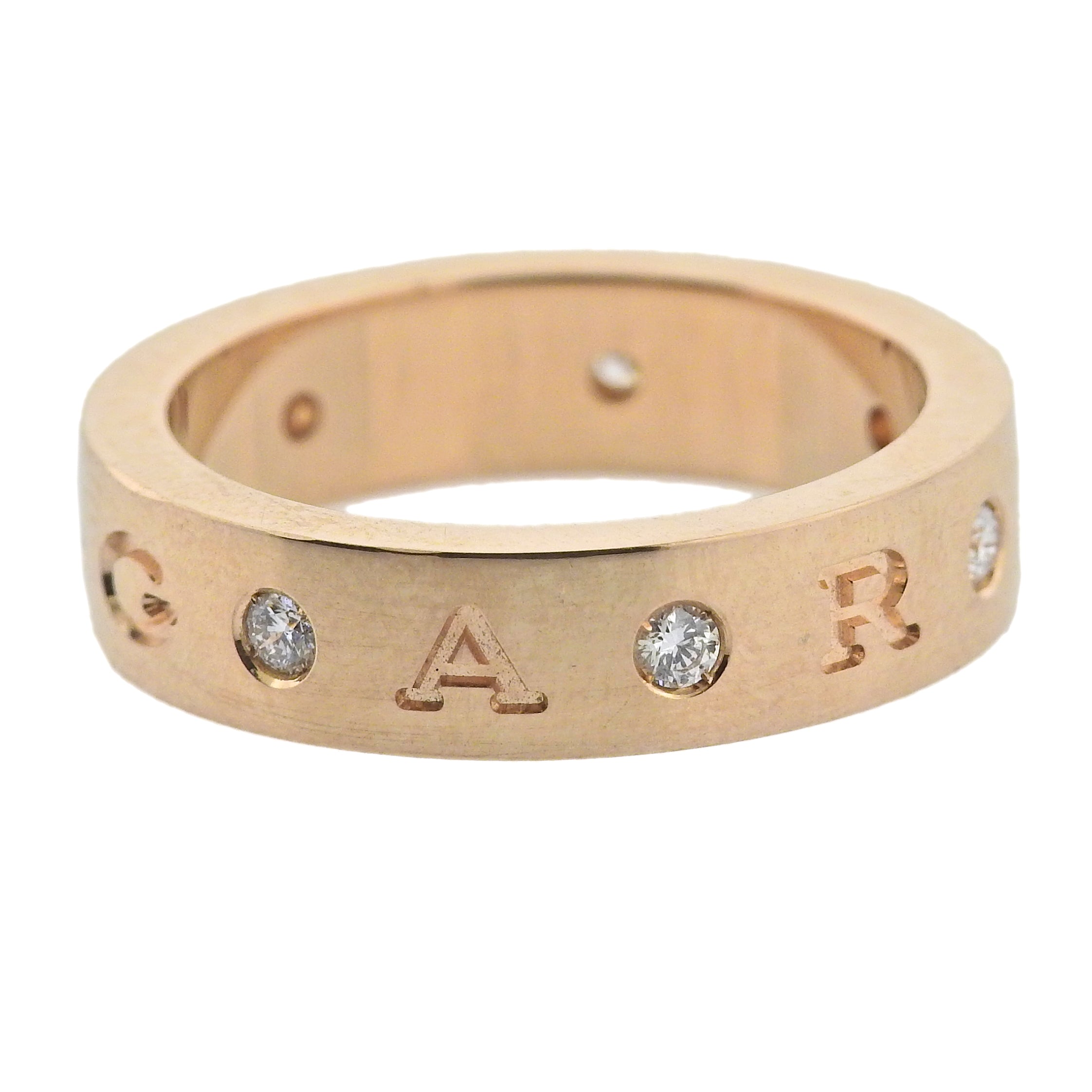 Bulgari Diamond Rose Gold Band Ring – Oak Gem
