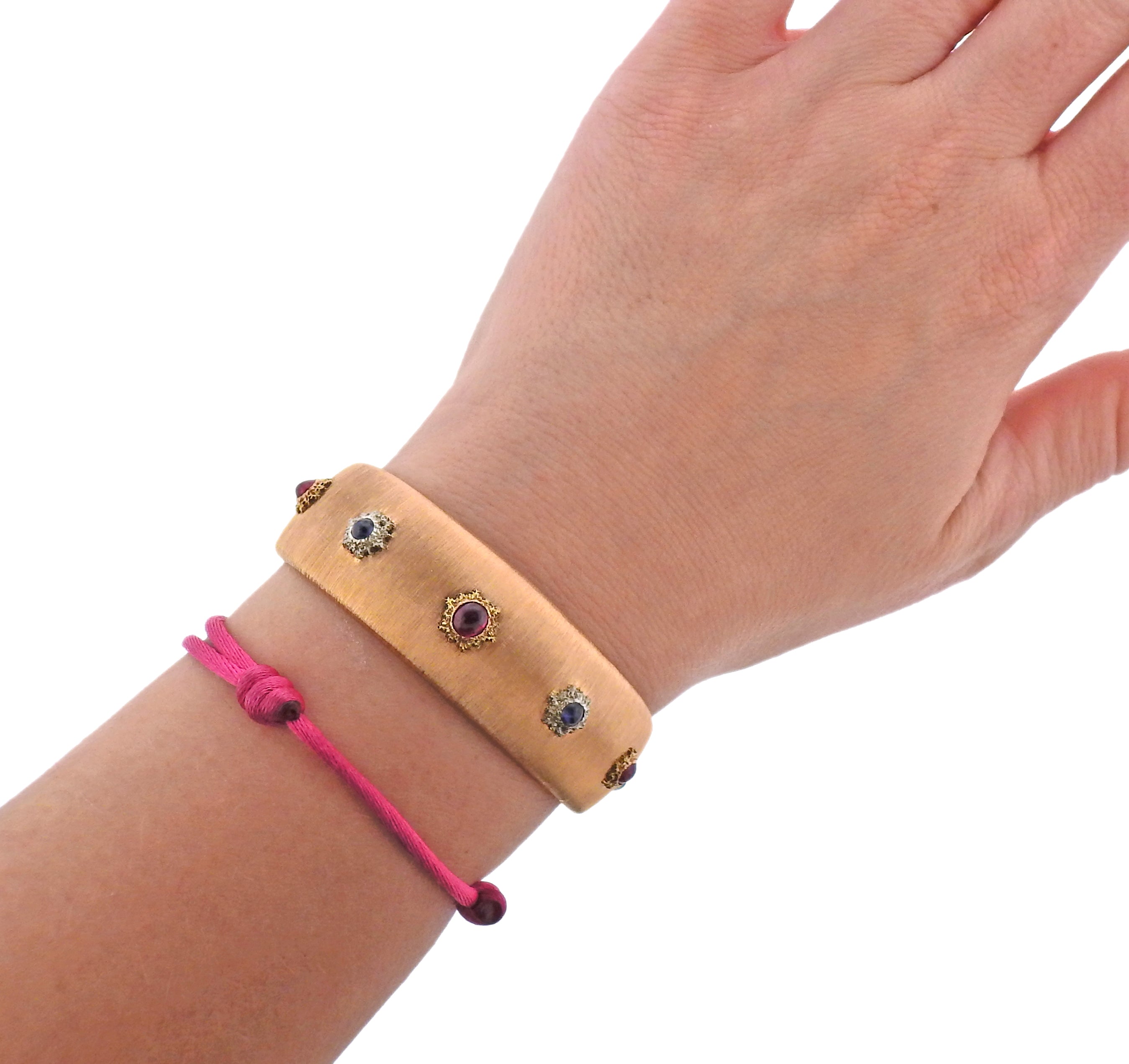 Mario Buccellati Sapphire Ruby Gold Classic Bracelet - Oak Gem