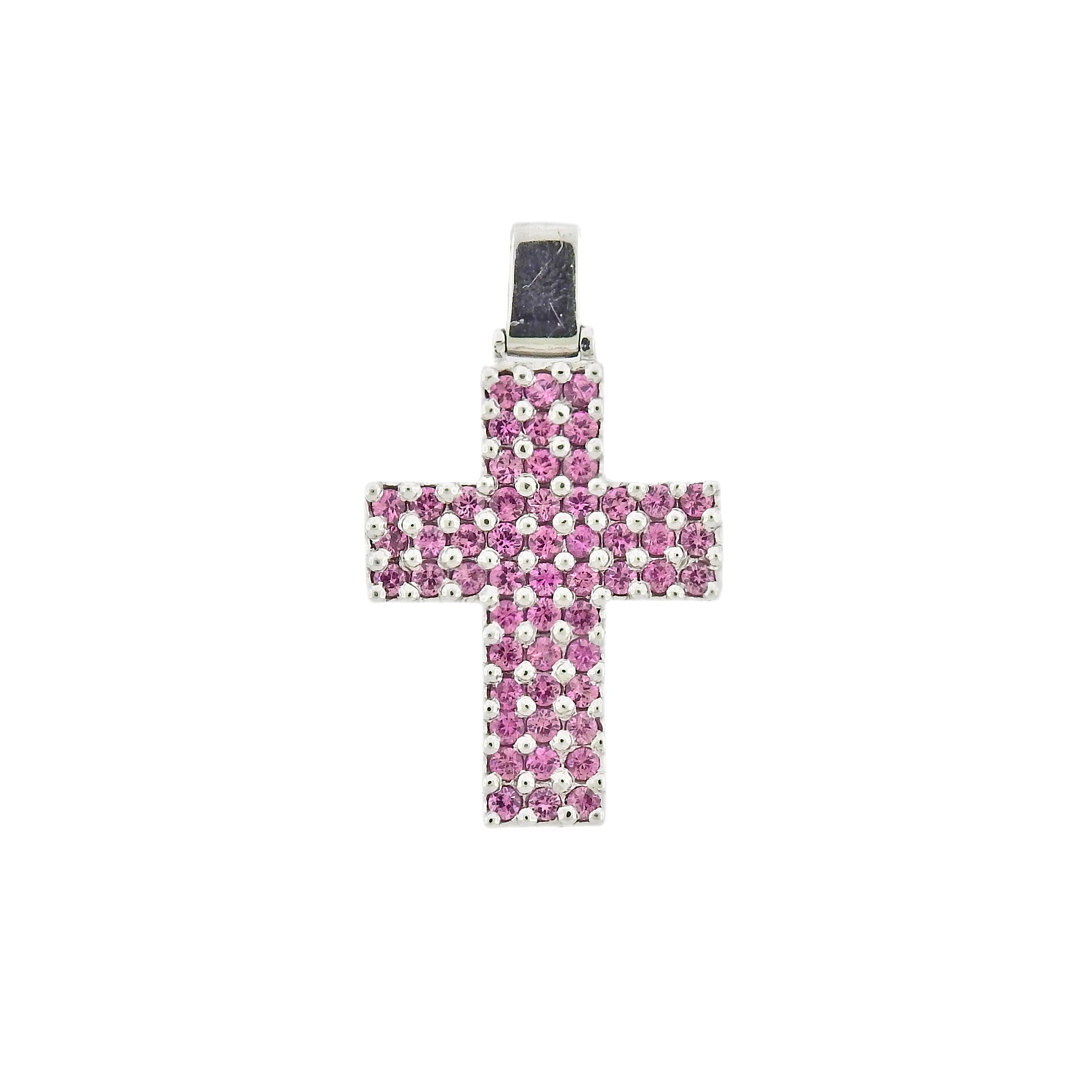 Roberto Coin Pink Sapphire Gold Cross Pendant