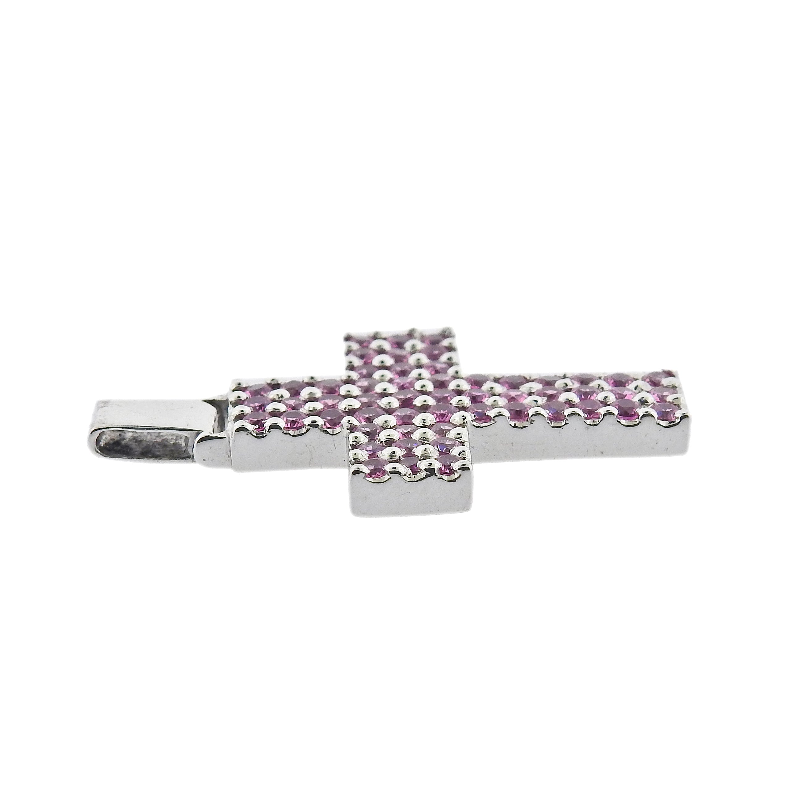 Roberto Coin Pink Sapphire Gold Cross Pendant