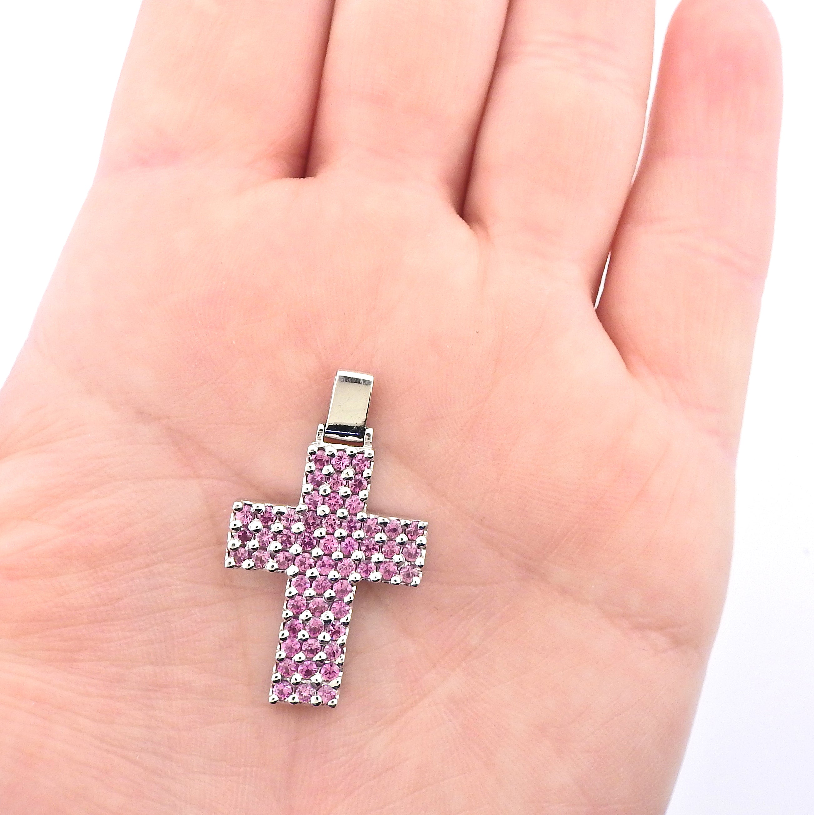 Roberto Coin Pink Sapphire Gold Cross Pendant