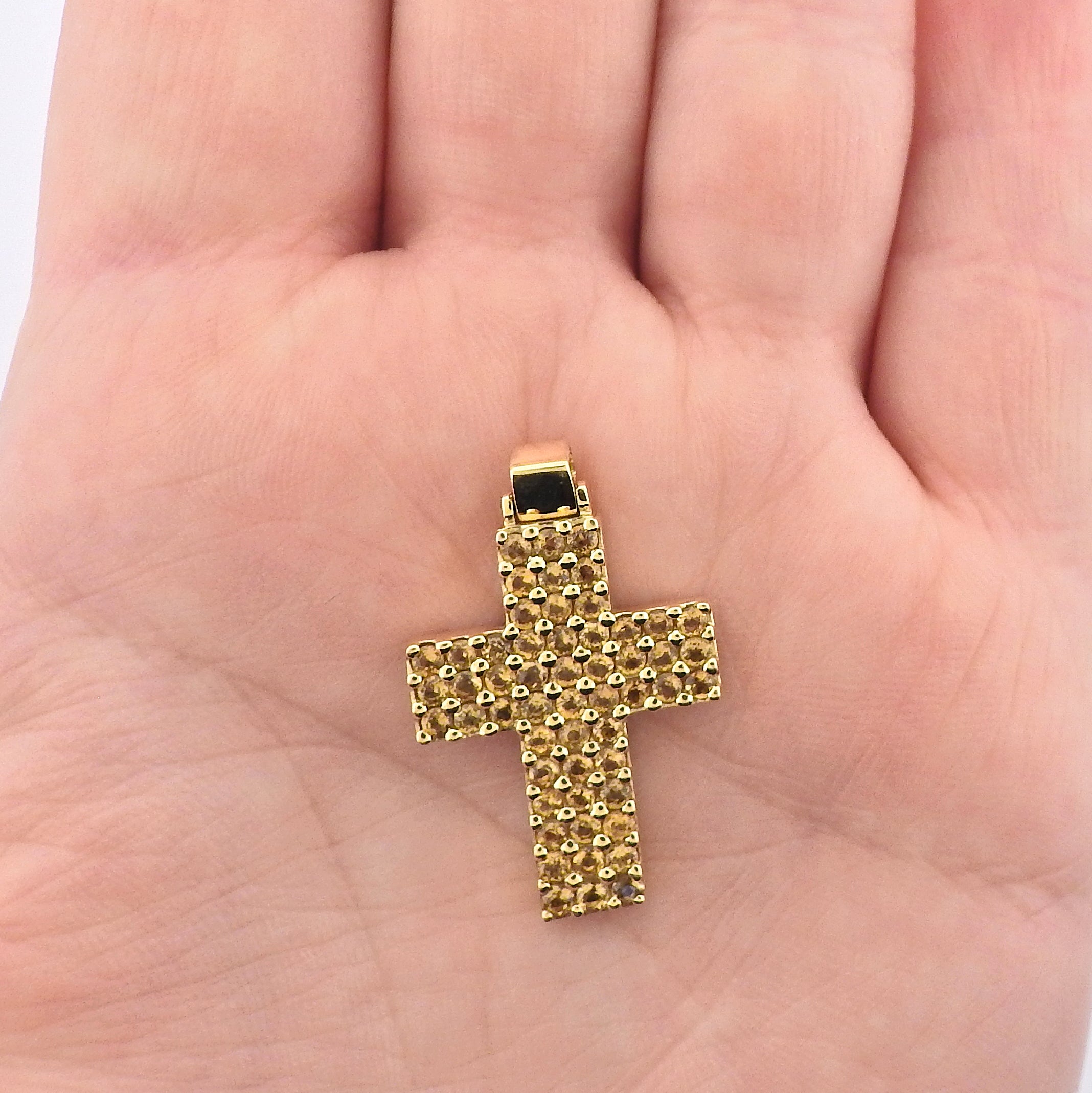 Roberto Coin Citrine Gold Cross Pendant