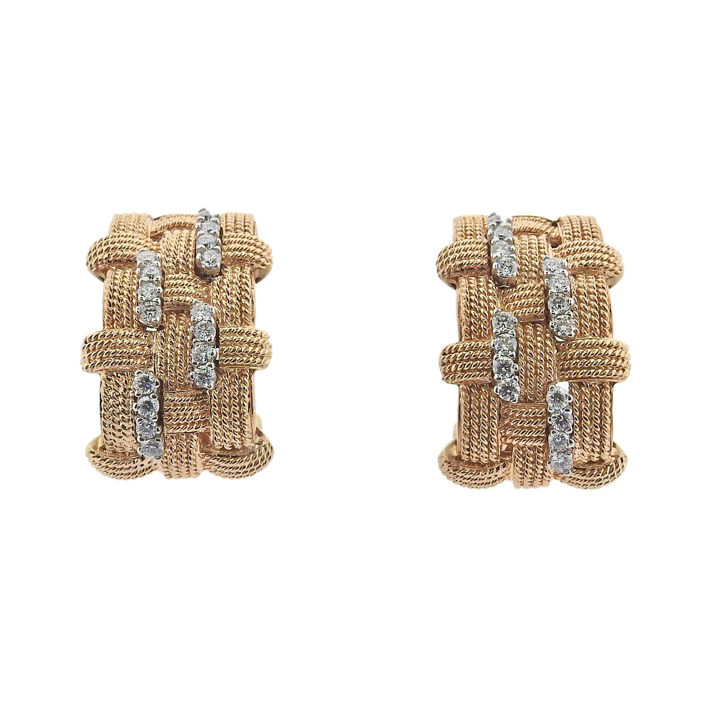 Roberto Coin Appassionata Rose Gold Diamond Large Earrings