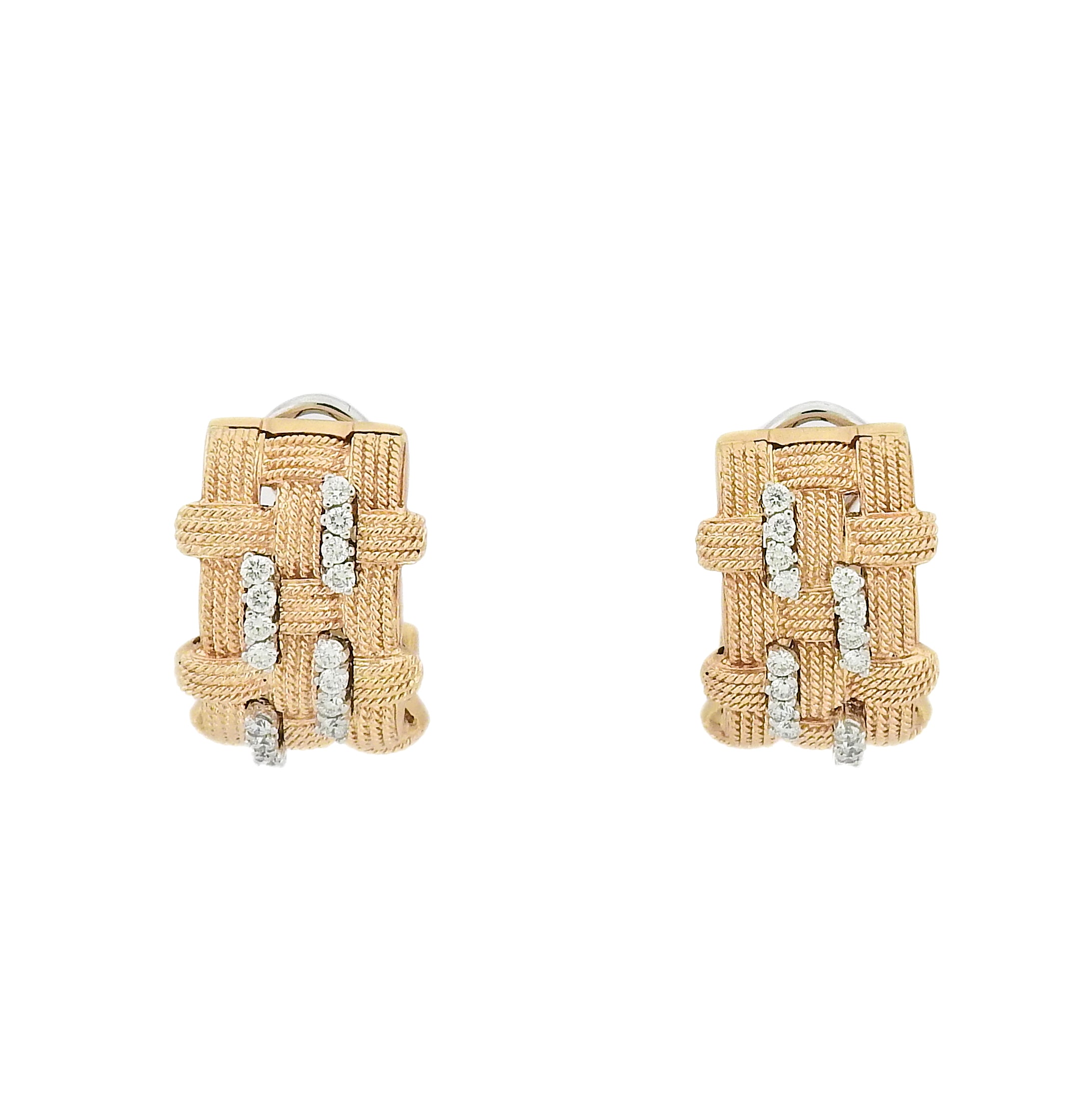 Roberto Coin Appassionata Rose Gold Diamond Large Earrings