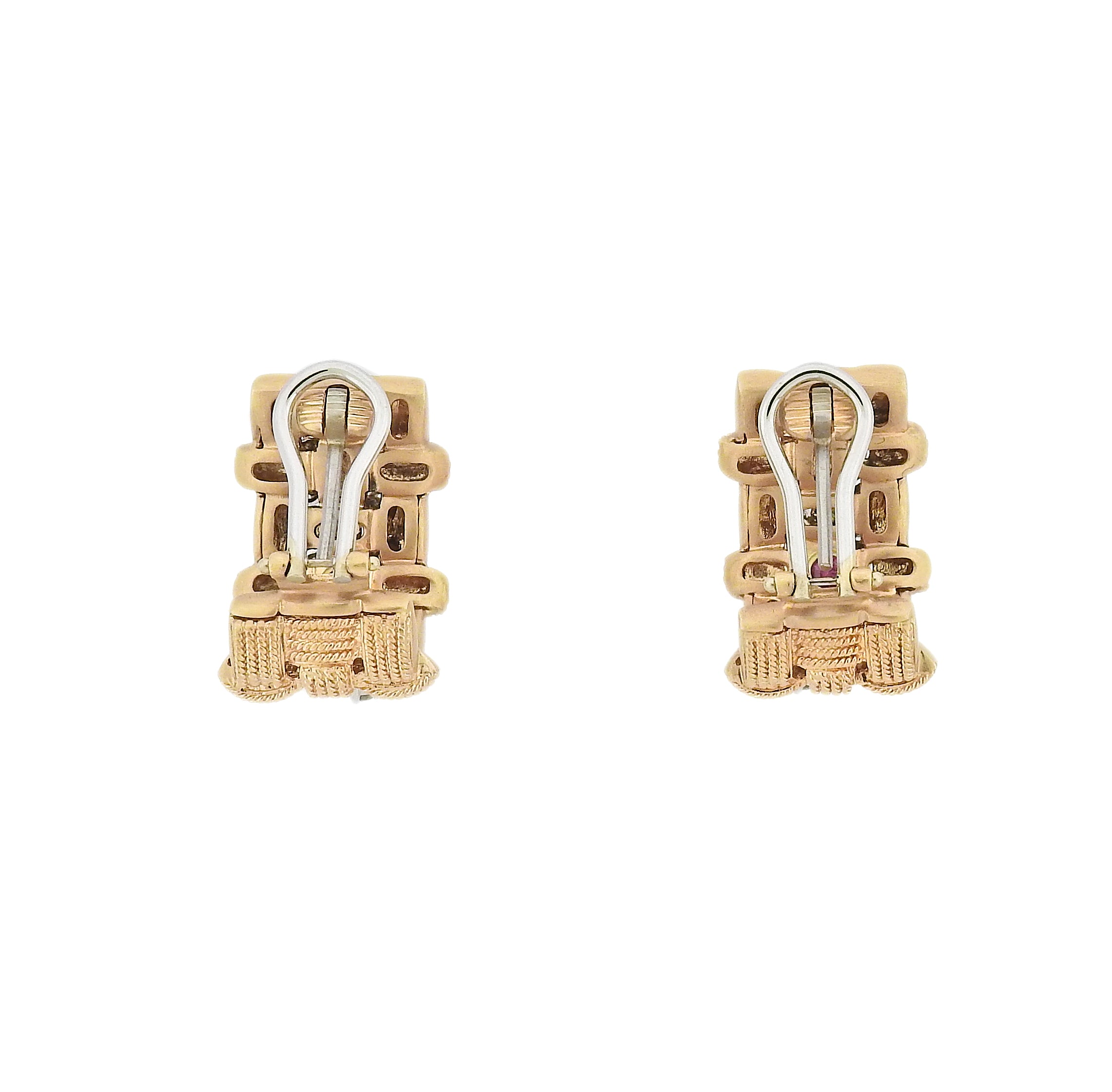 Roberto Coin Appassionata Rose Gold Diamond Large Earrings