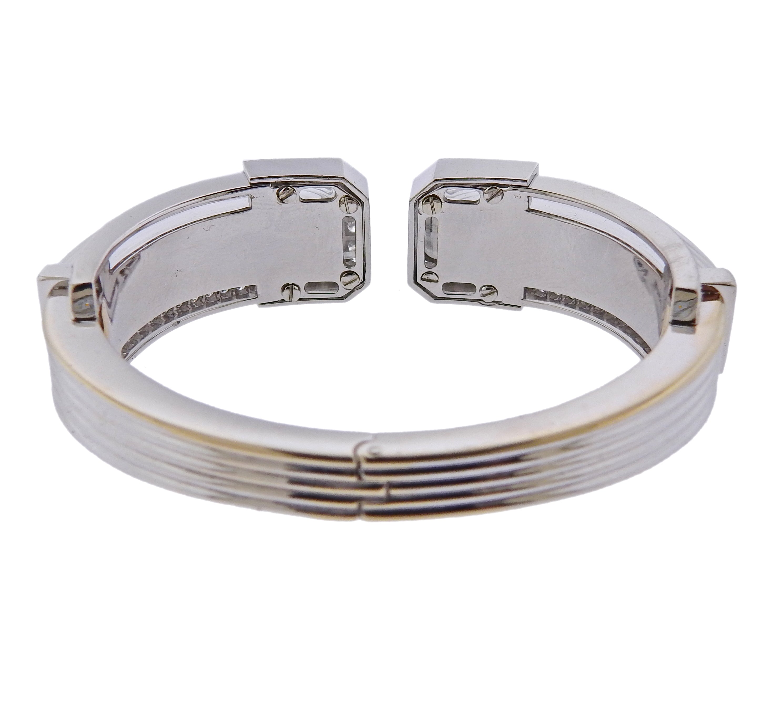 David Webb White Knight Carved Crystal Diamond Gold Platinum Bracelet - Oak Gem