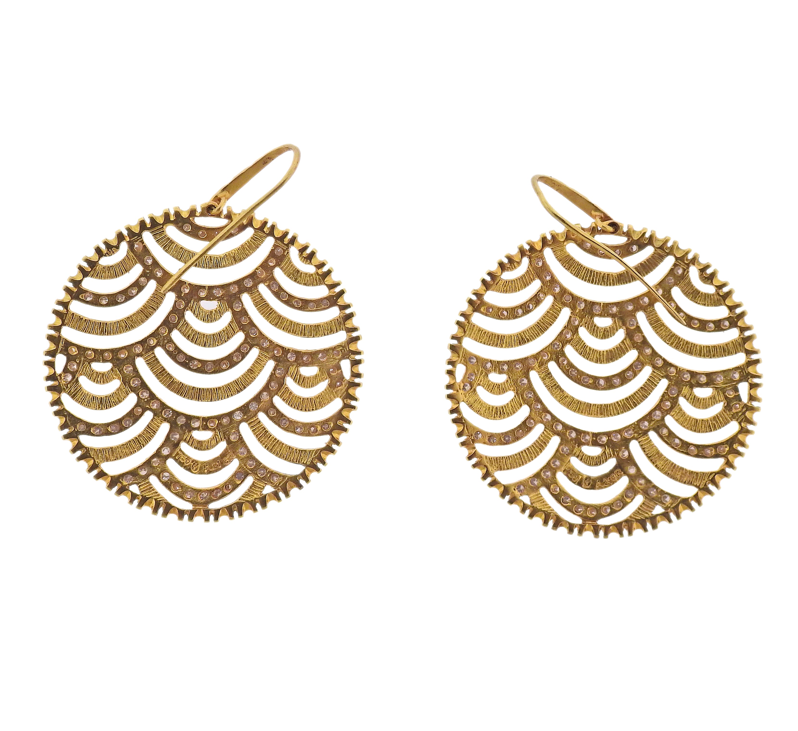 Lalaounis Greece Diamond Gold Earrings