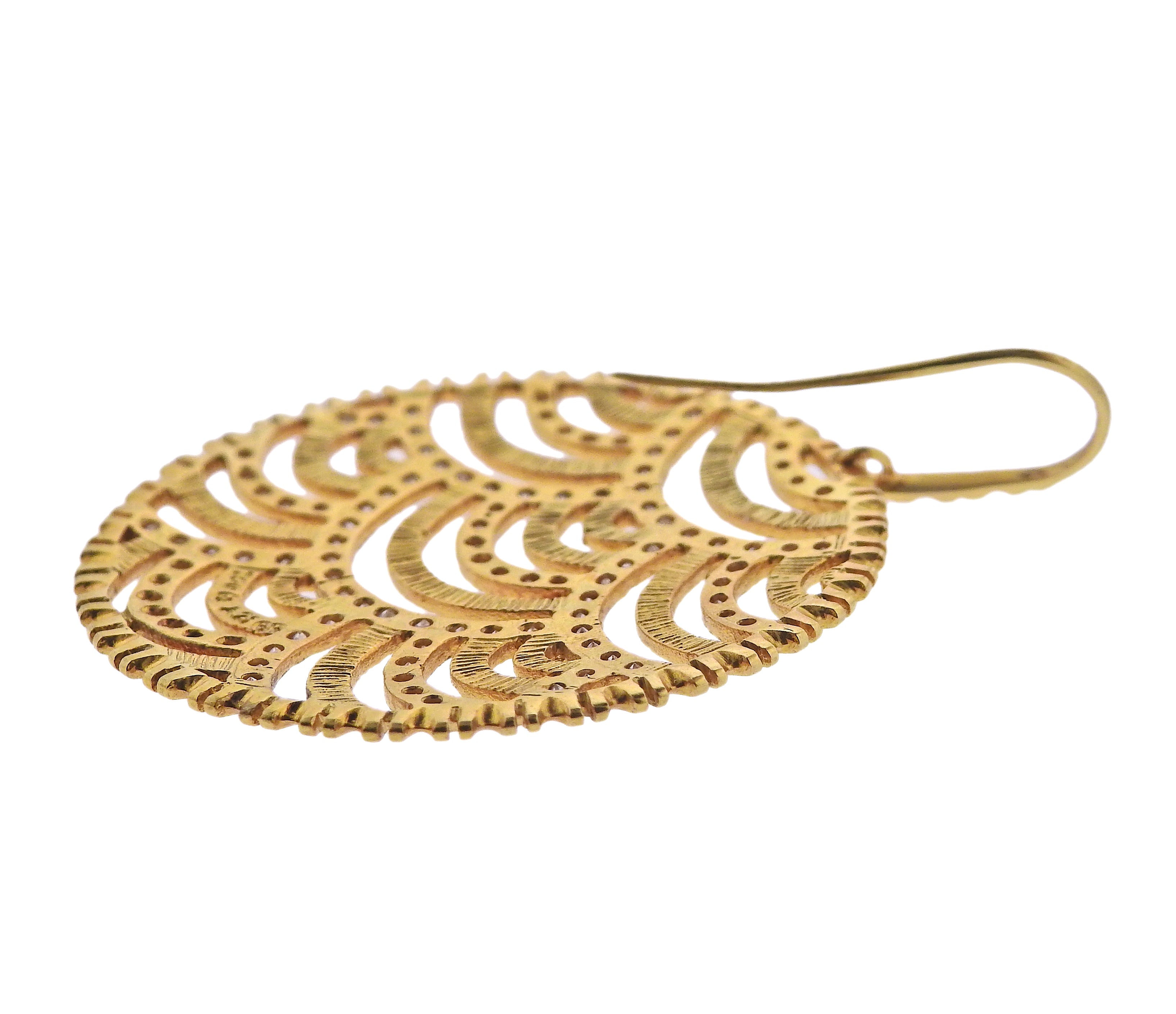 Lalaounis Greece Diamond Gold Earrings