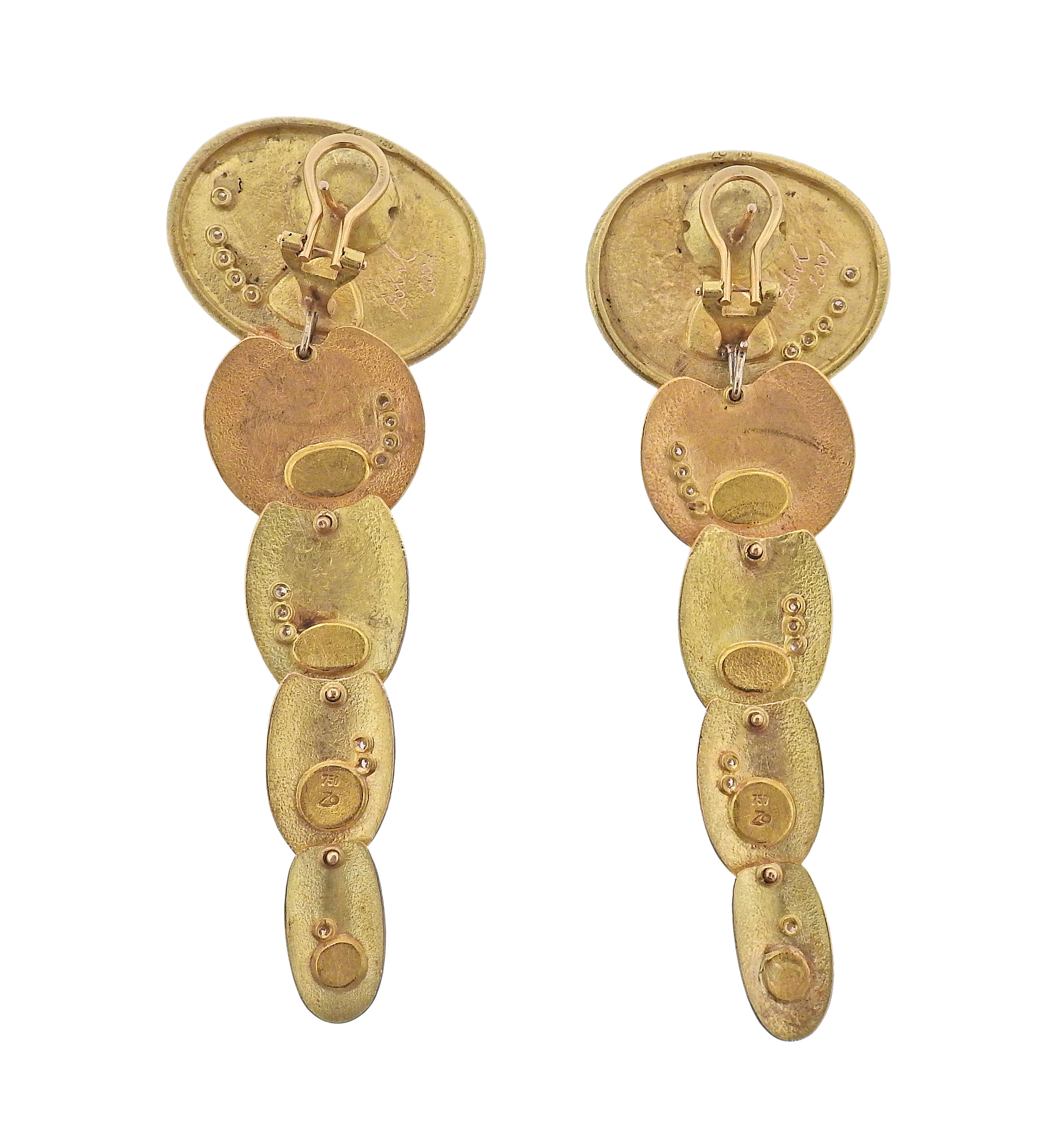 Zobel Opal Diamond Gold Long Earrings
