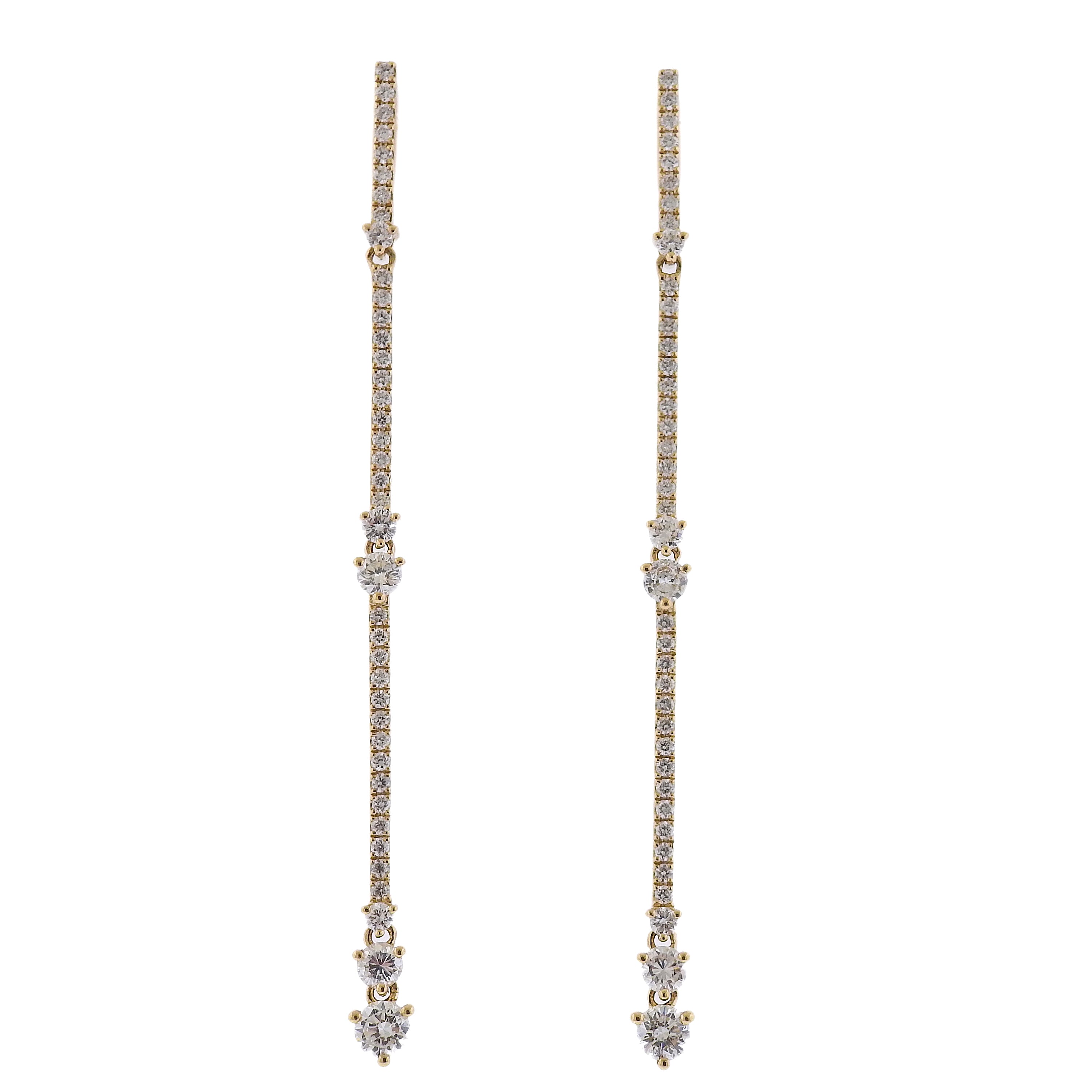 Odelia Yellow Gold Diamond Drop Earrings