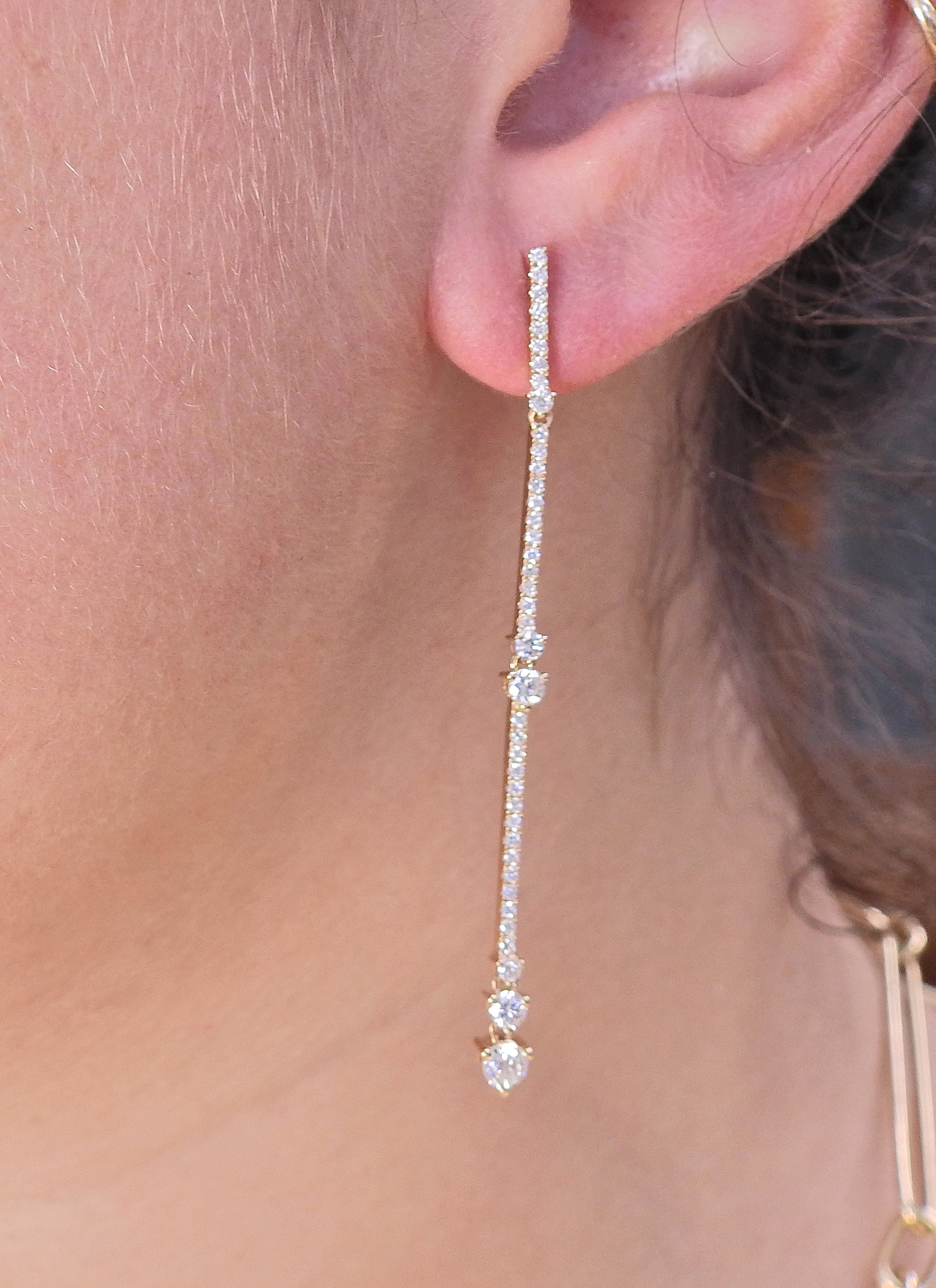 Odelia Yellow Gold Diamond Drop Earrings