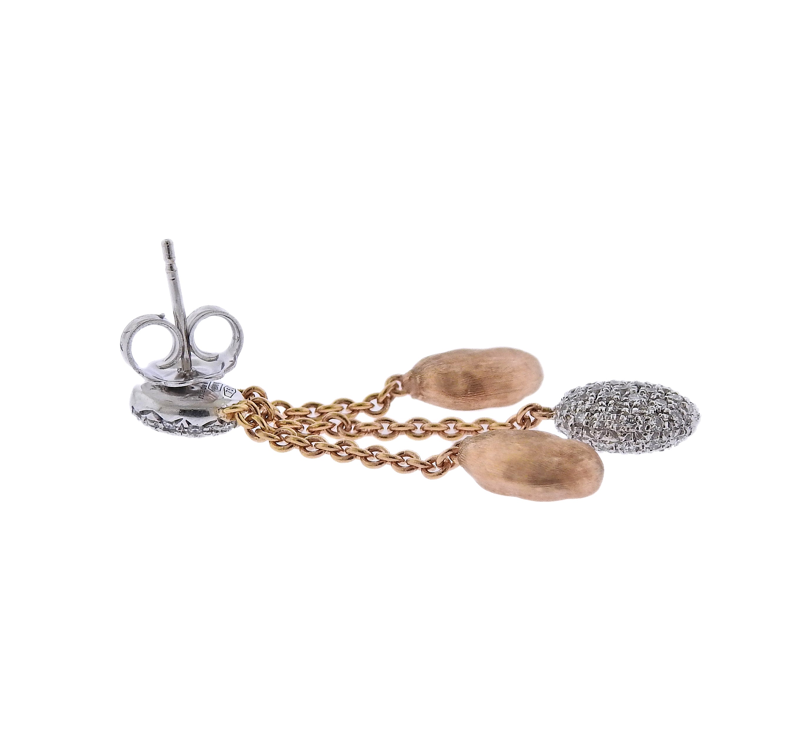 Marco Bicego Siviglia Gold Three Strand Diamond Earrings