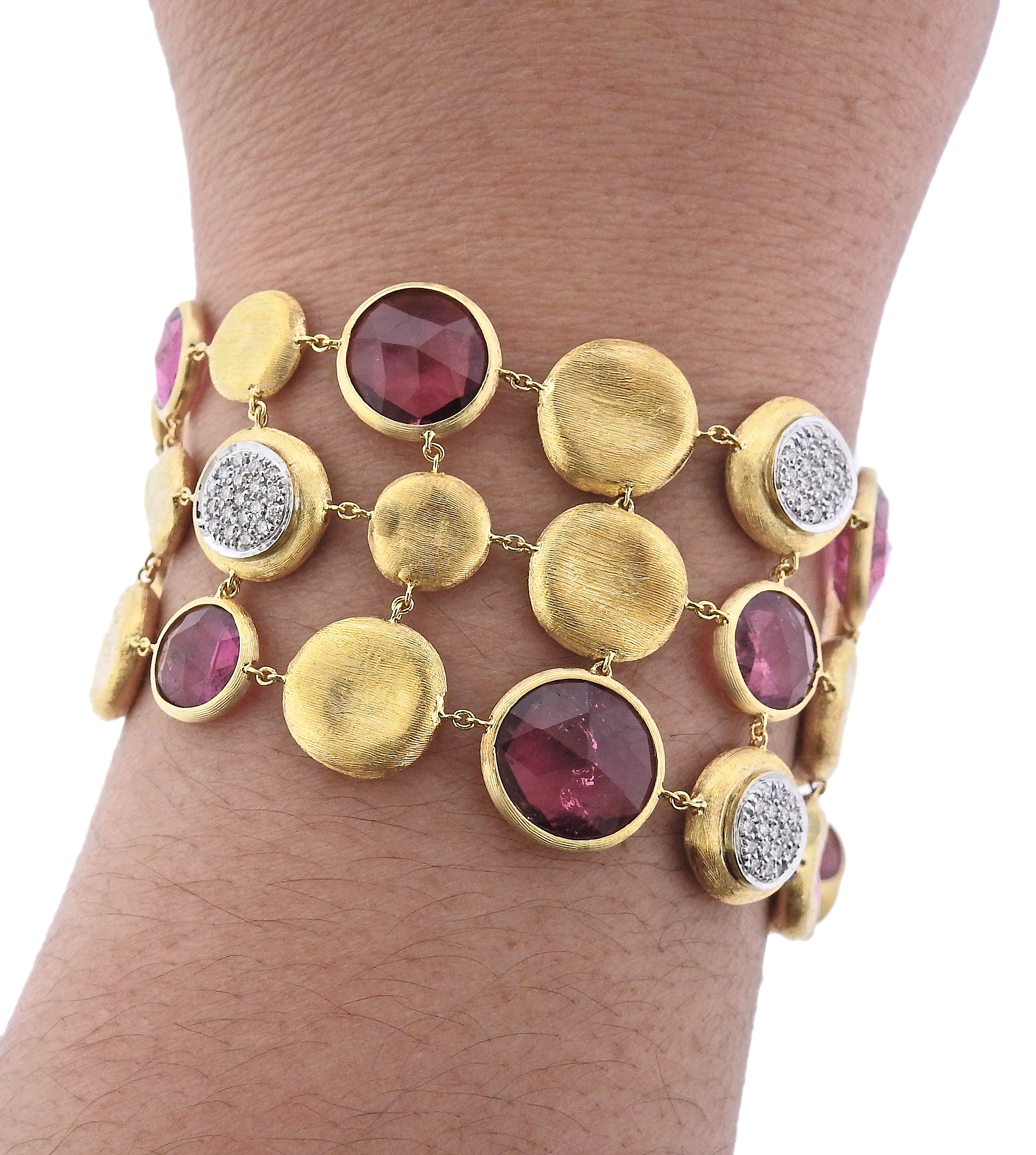 Marco Bicego Jaipur Gold Diamond Tourmaline Multi Strand Bracelet