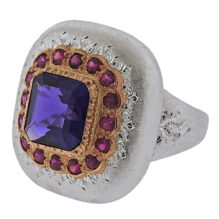 Buccellati Gold Ruby Amethyst Ring - Oak Gem