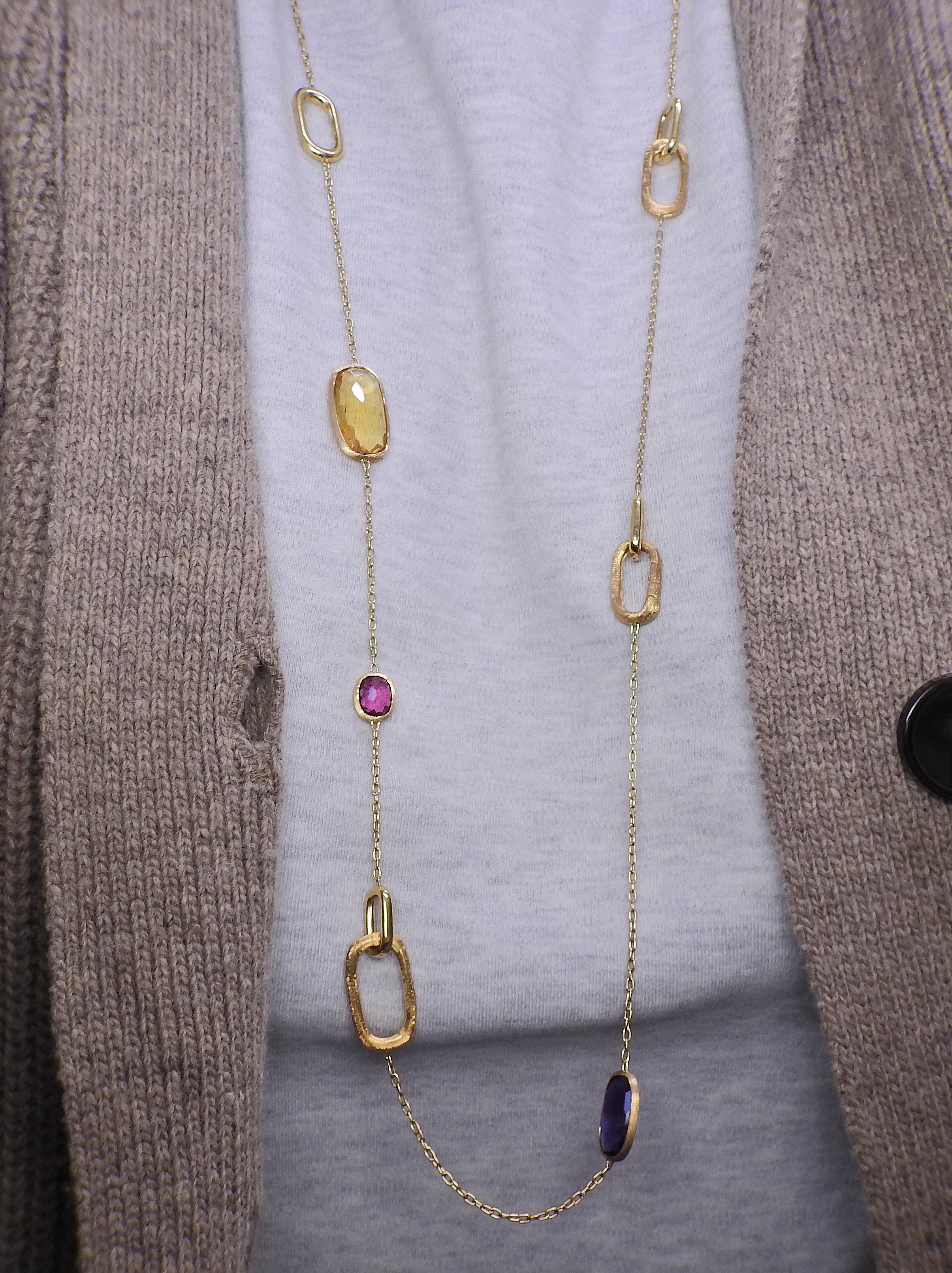 Marco Bicego Murano 18K Gold Mix Gemstone Long Link Necklace