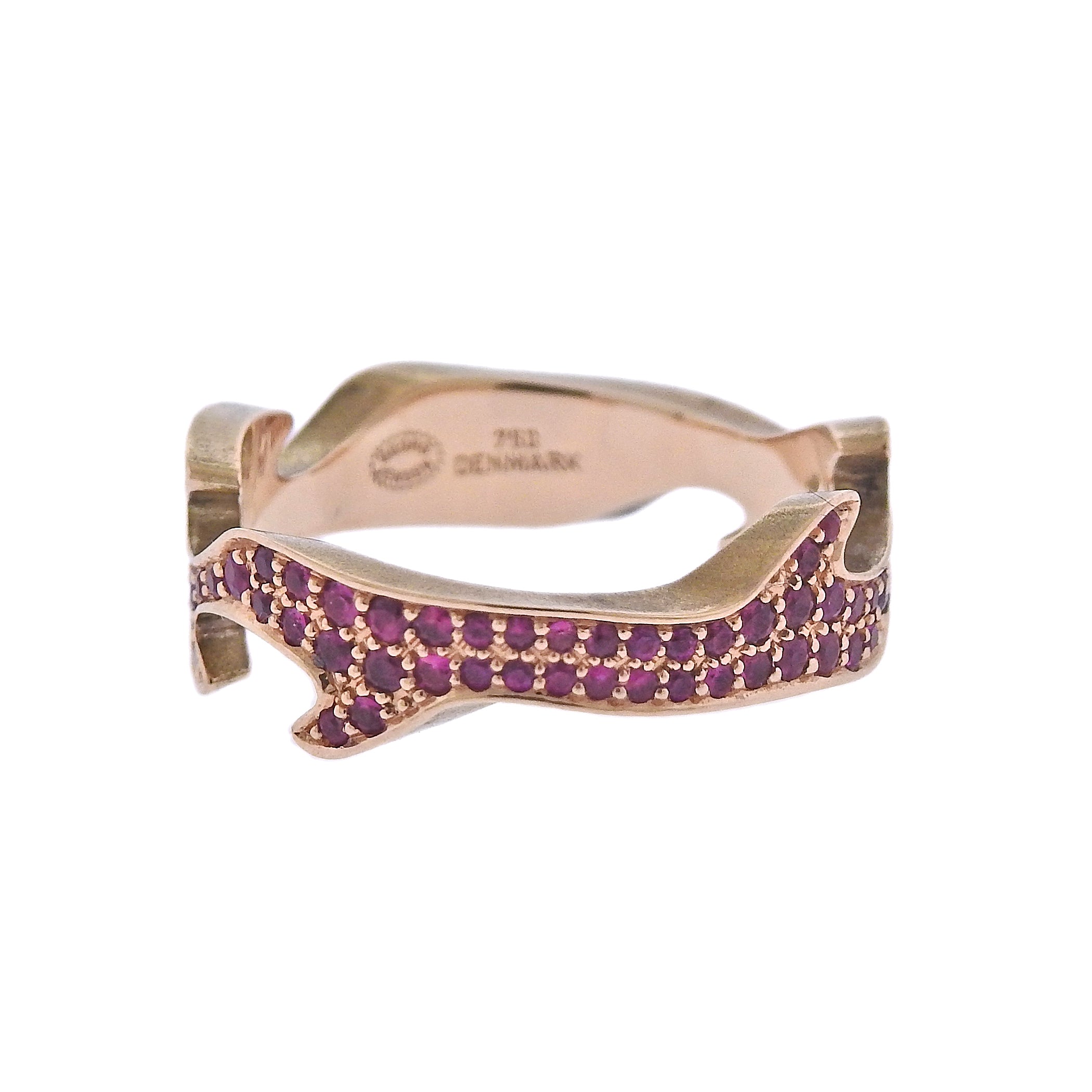 Georg Jensen Fusion Rose Gold Ruby Centre Ring #1370