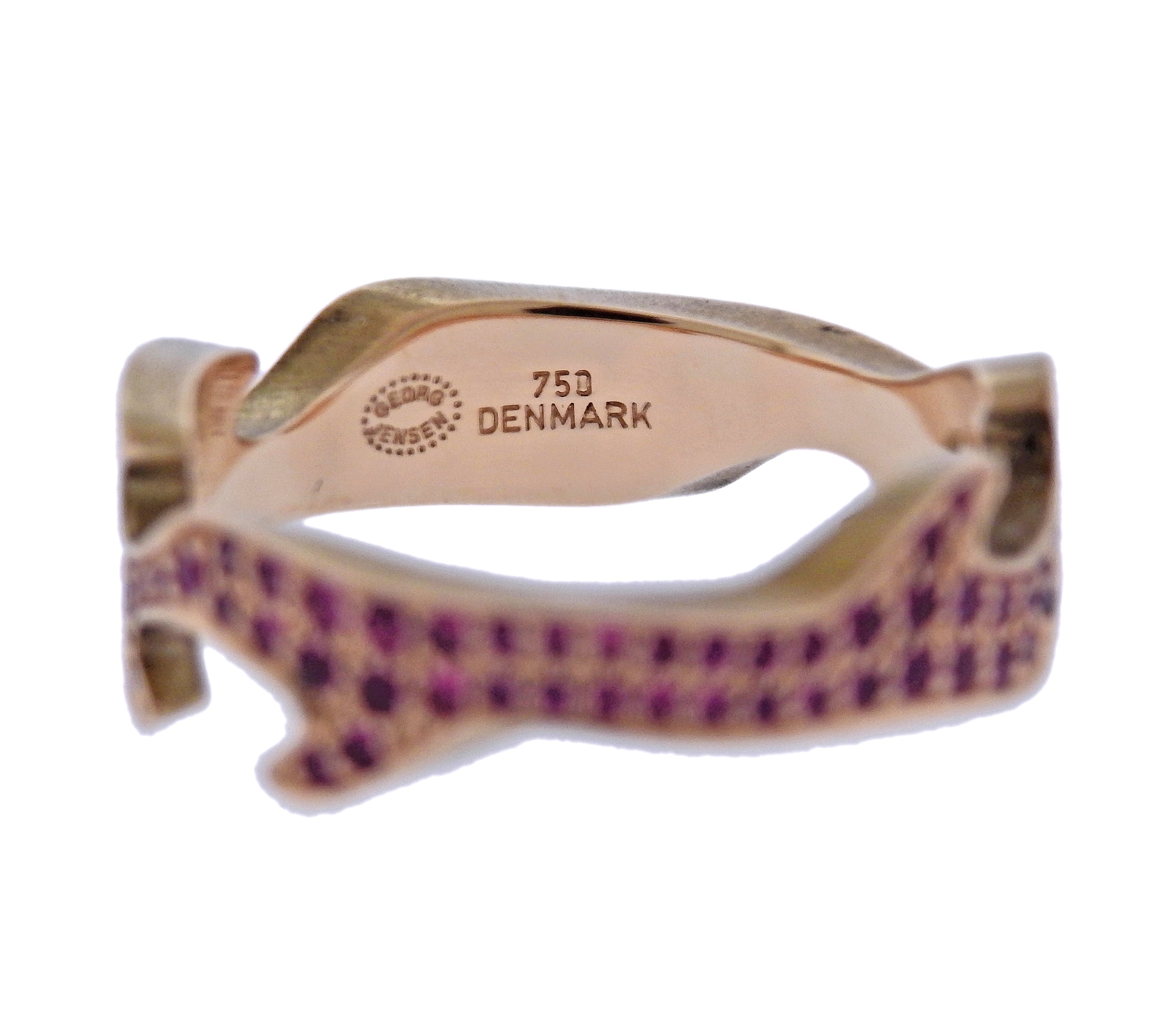Georg Jensen Fusion Rose Gold Ruby Centre Ring #1370