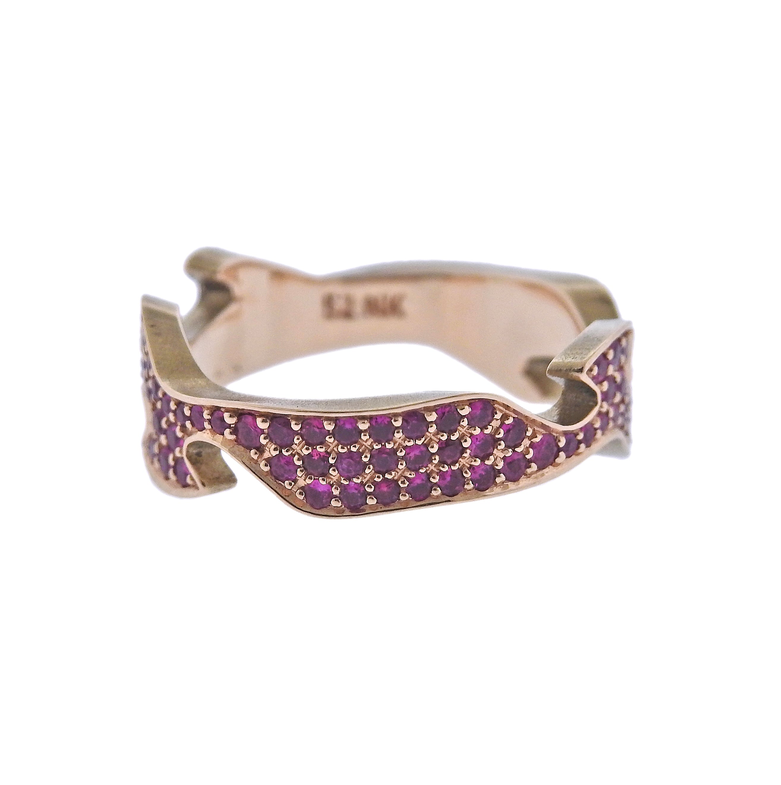 Georg Jensen Fusion Rose Gold Ruby Centre Ring #1370