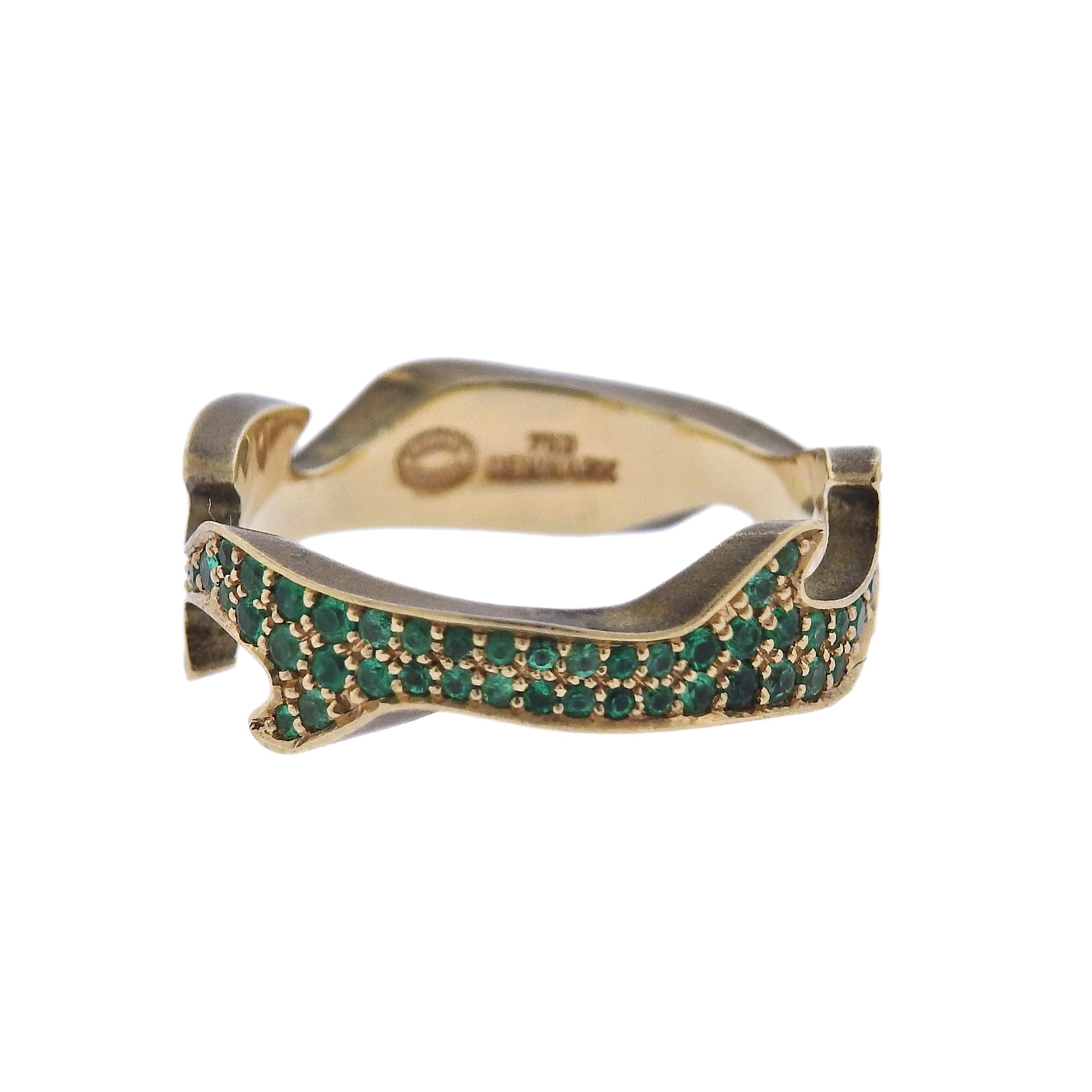 Georg Jensen Fusion Yellow Gold Emerald Centre Ring #1370