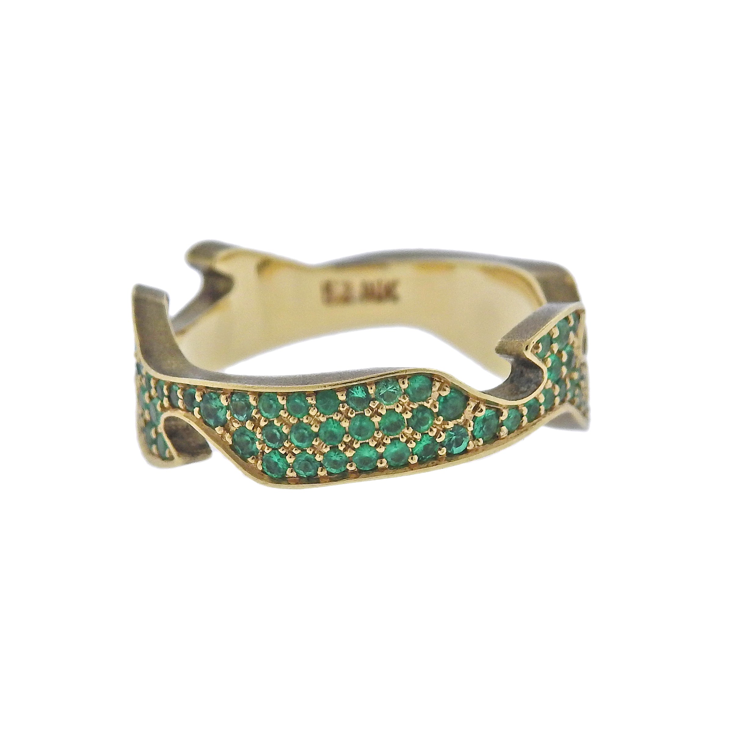 Georg Jensen Fusion Yellow Gold Emerald Centre Ring #1370