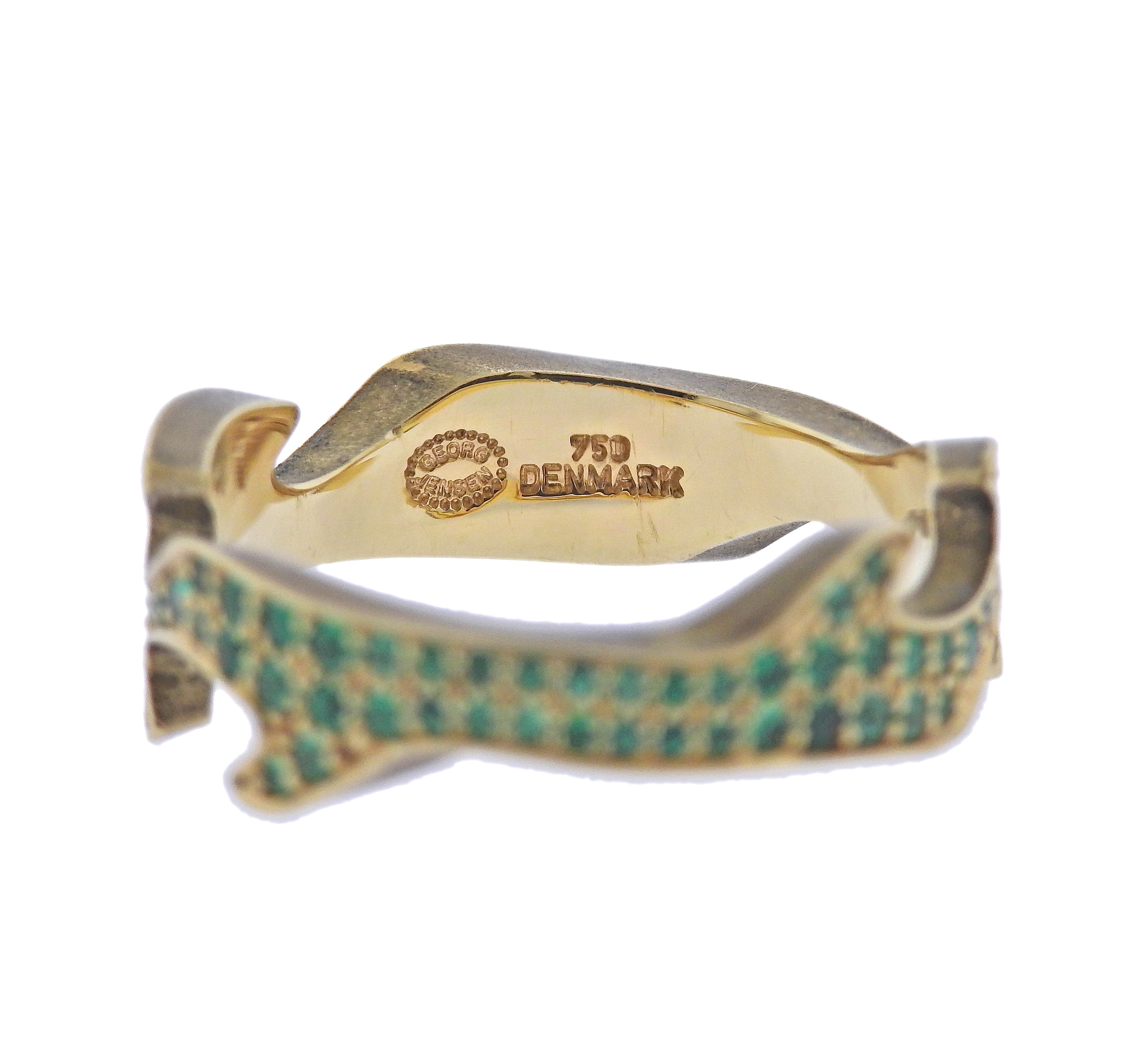 Georg Jensen Fusion Yellow Gold Emerald Centre Ring #1370