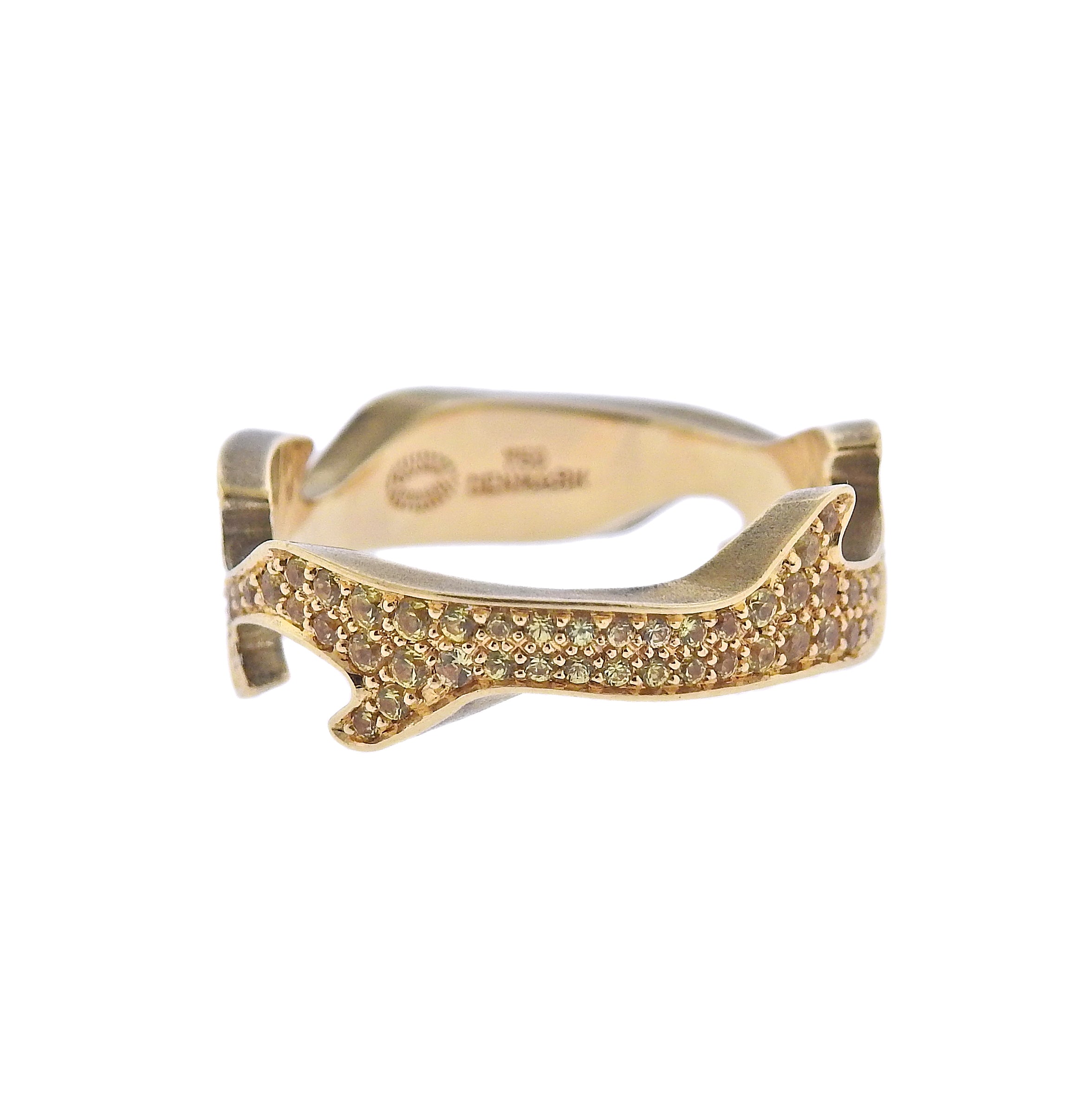 Georg Jensen Fusion Gold Yellow Sapphire Centre Ring #1370