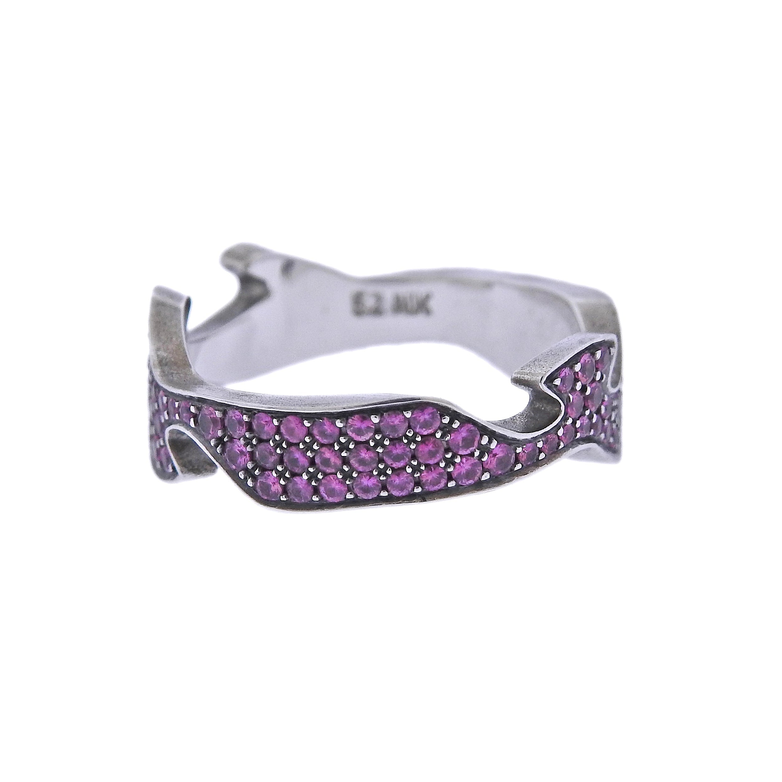 Georg Jensen Fusion White Gold Pink Sapphire Centre Ring #1370
