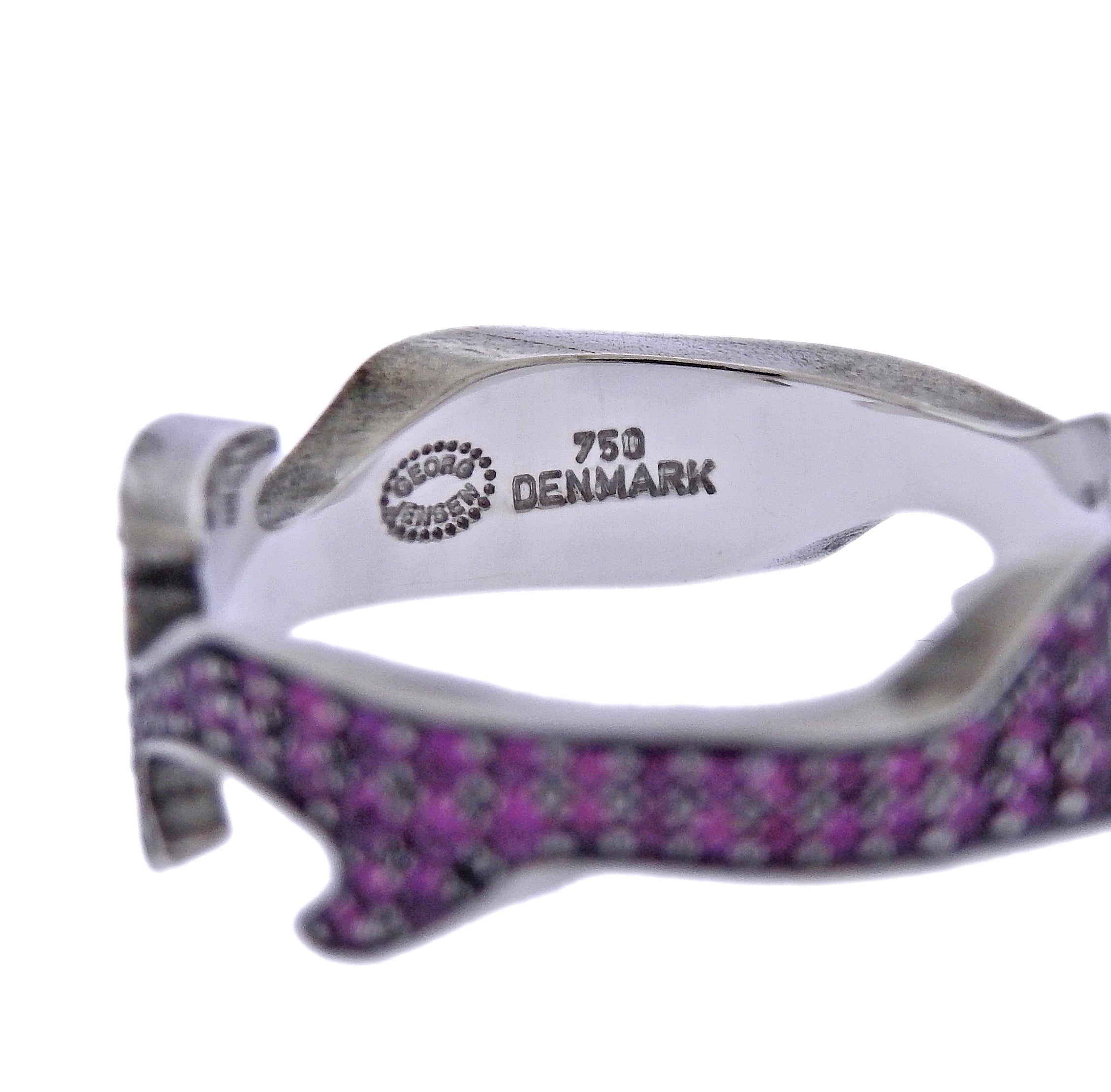 Georg Jensen Fusion White Gold Pink Sapphire Centre Ring #1370