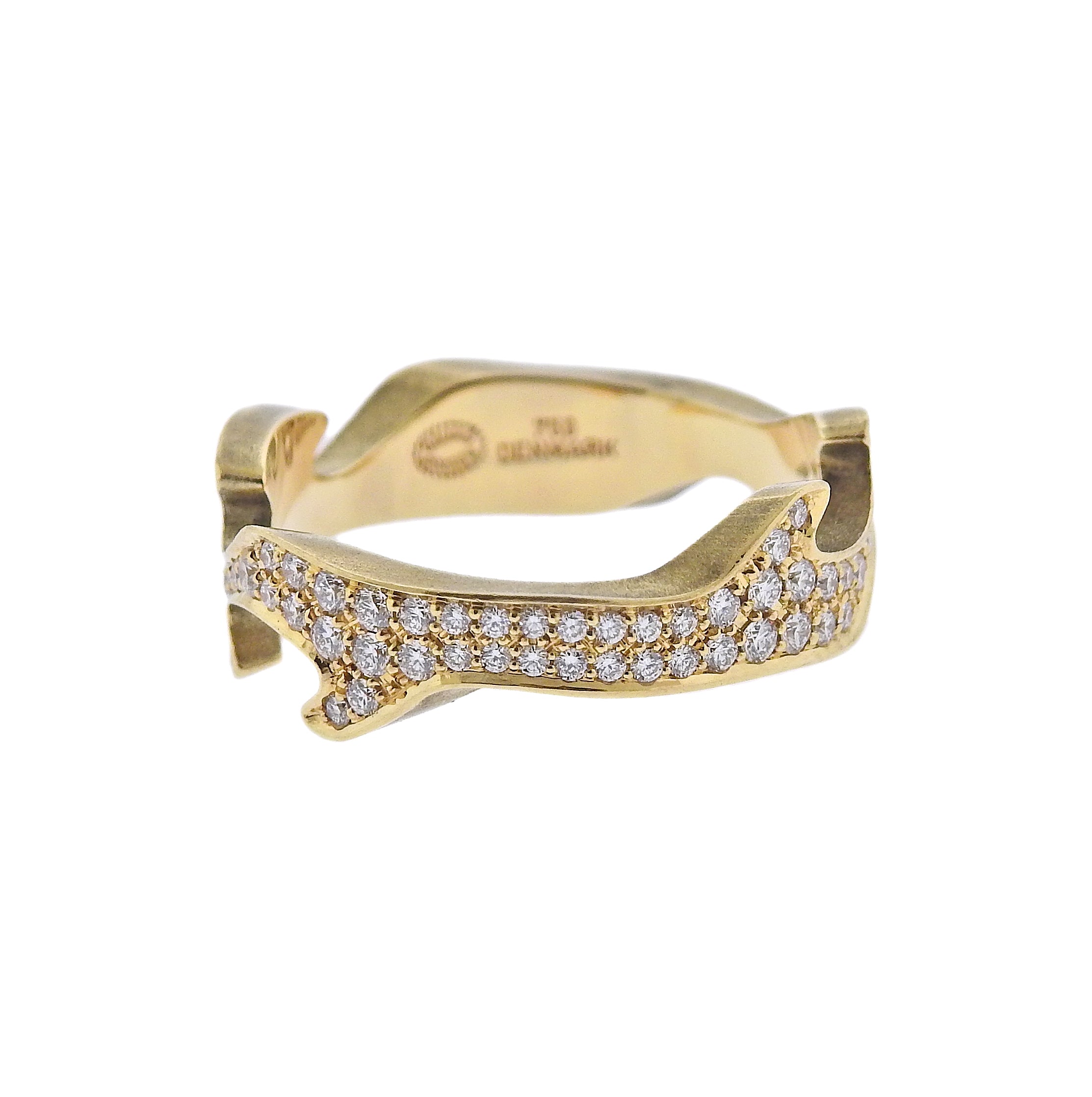 Georg Jensen Fusion Yellow Gold Diamond Centre Ring #1370