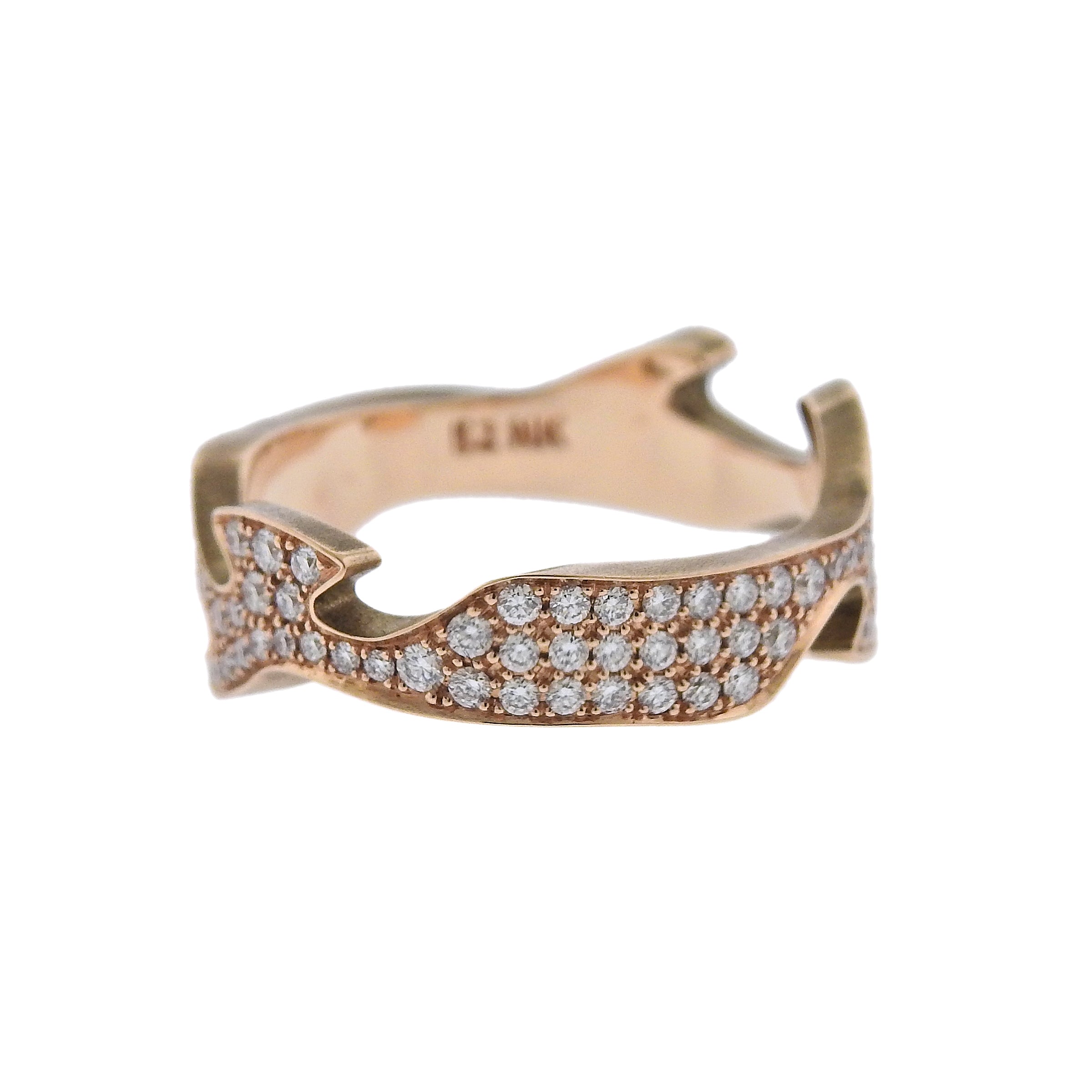 Georg Jensen Fusion Rose Gold Diamond Centre Ring #1370