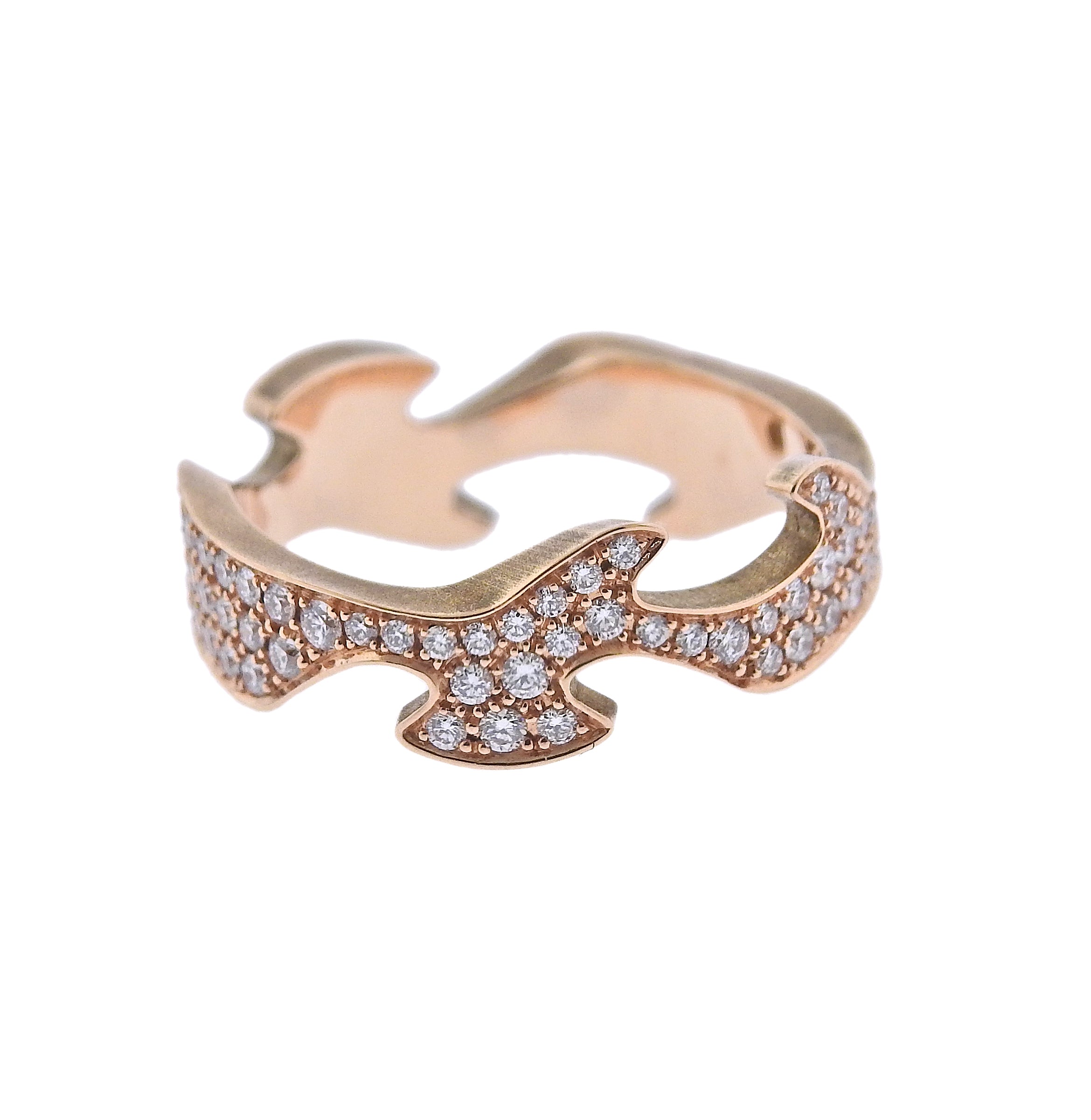 Georg Jensen Fusion Rose Gold Diamond Centre Ring #1370