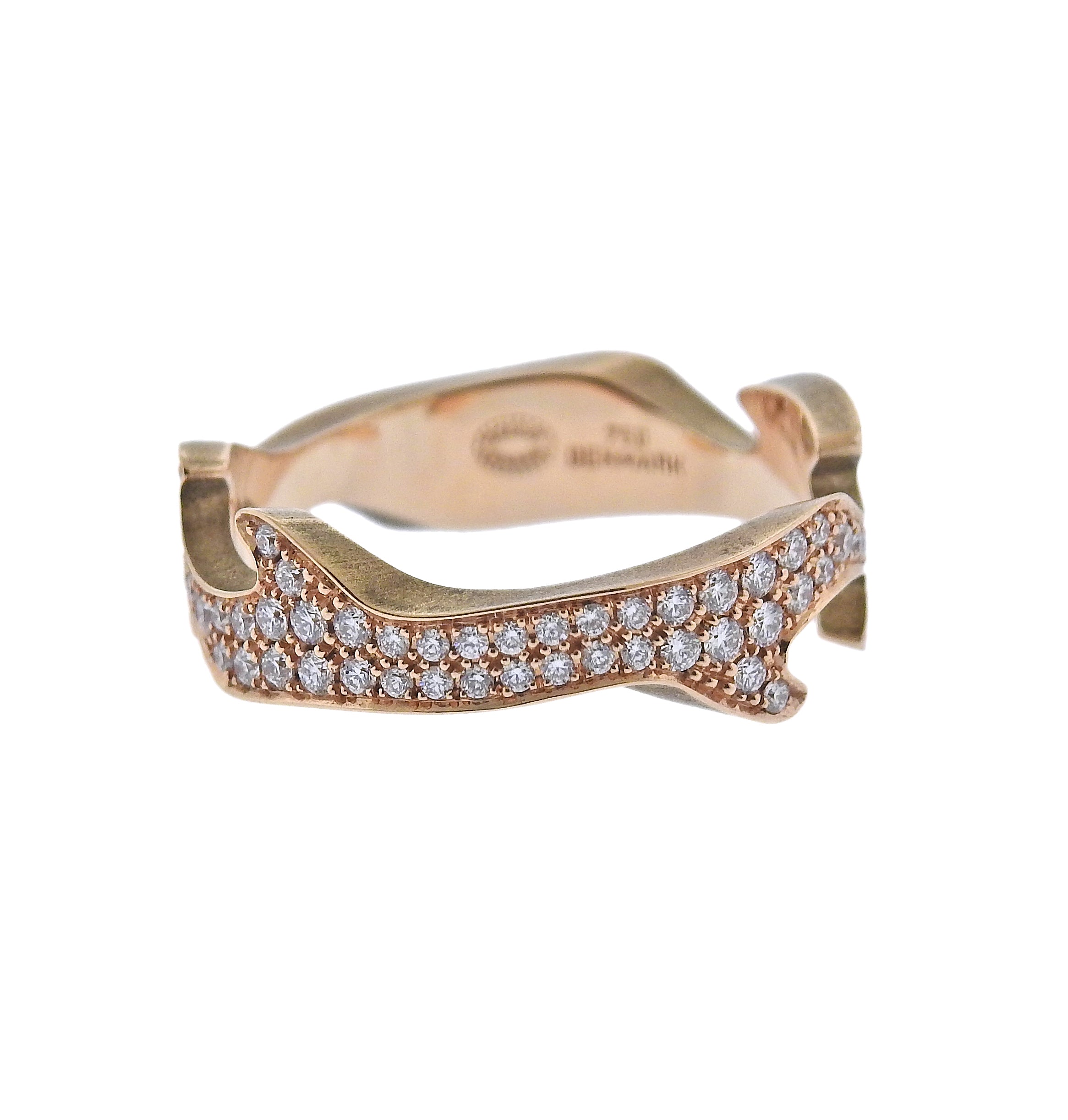 Georg Jensen Fusion Rose Gold Diamond Centre Ring #1370