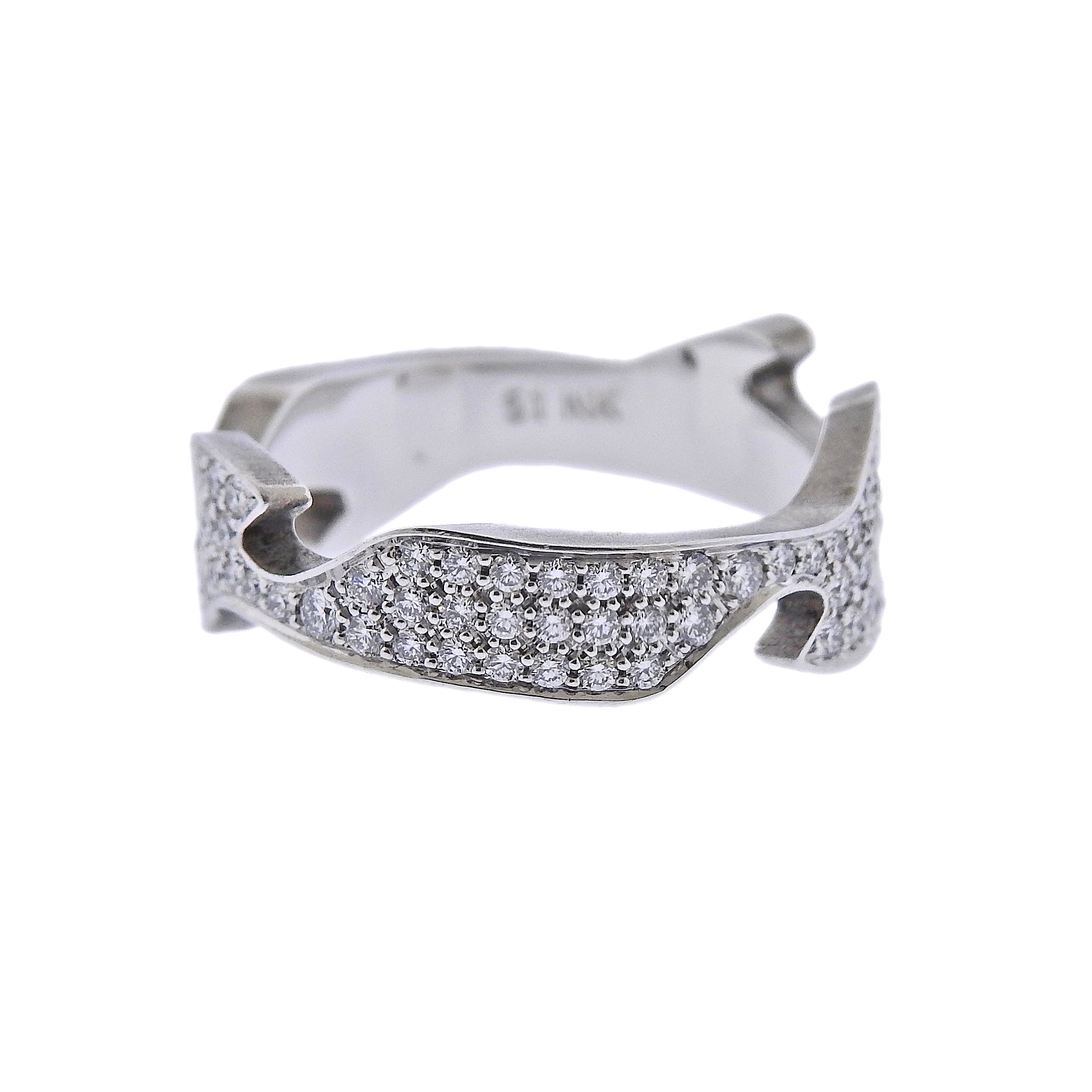 Georg Jensen Fusion Gold Diamond Centre Ring #1370