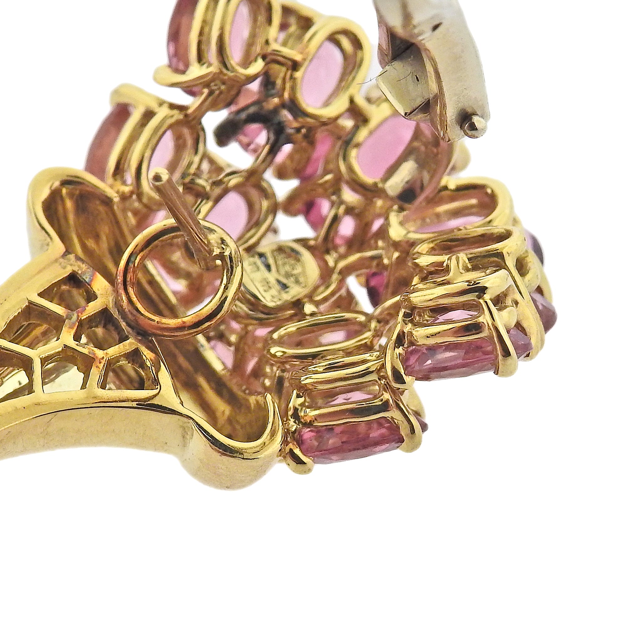 Verdura Pink Tourmaline Gold Cornucopia Earrings