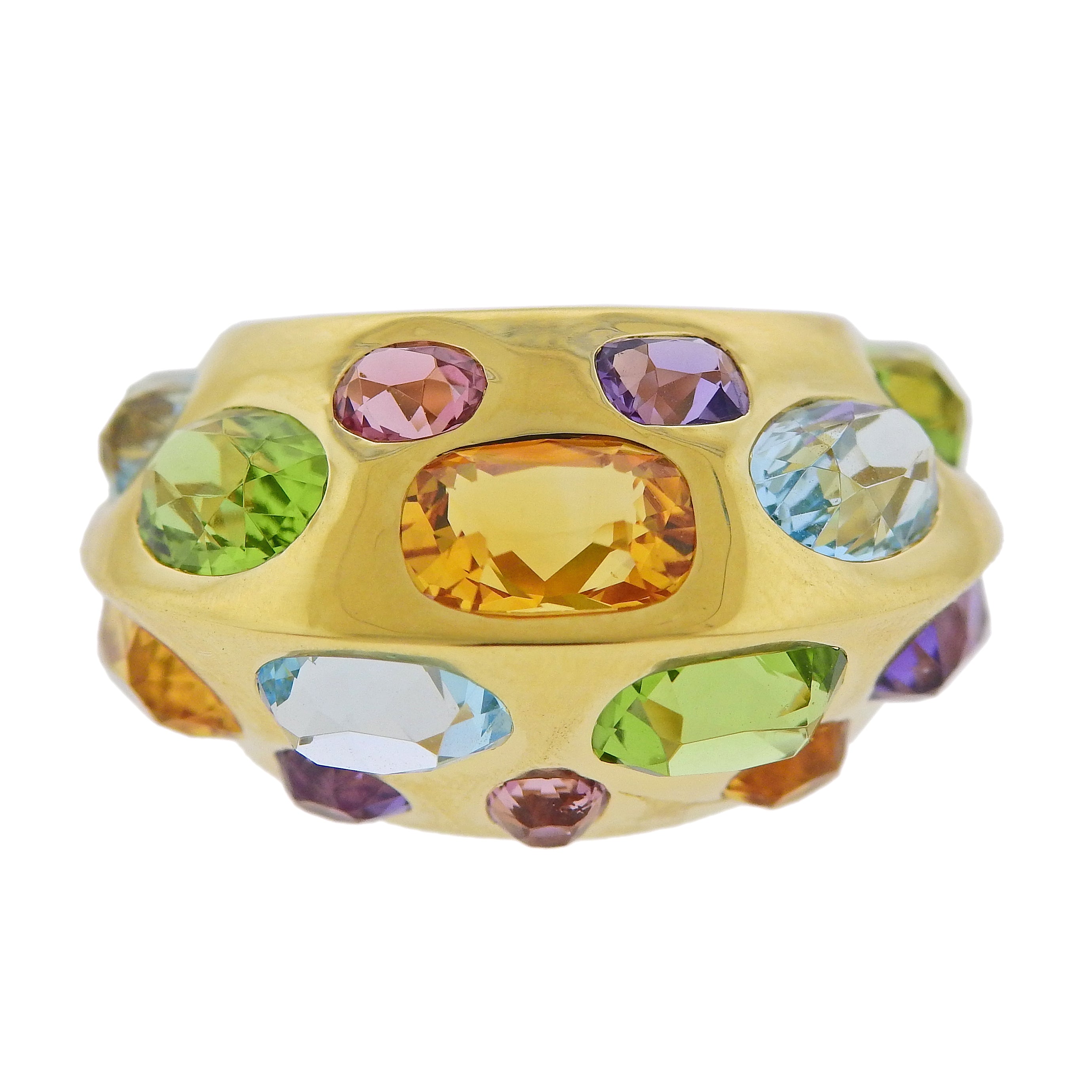 Seaman Schepps Multi Color Gemstone Gold Ring - Oak Gem