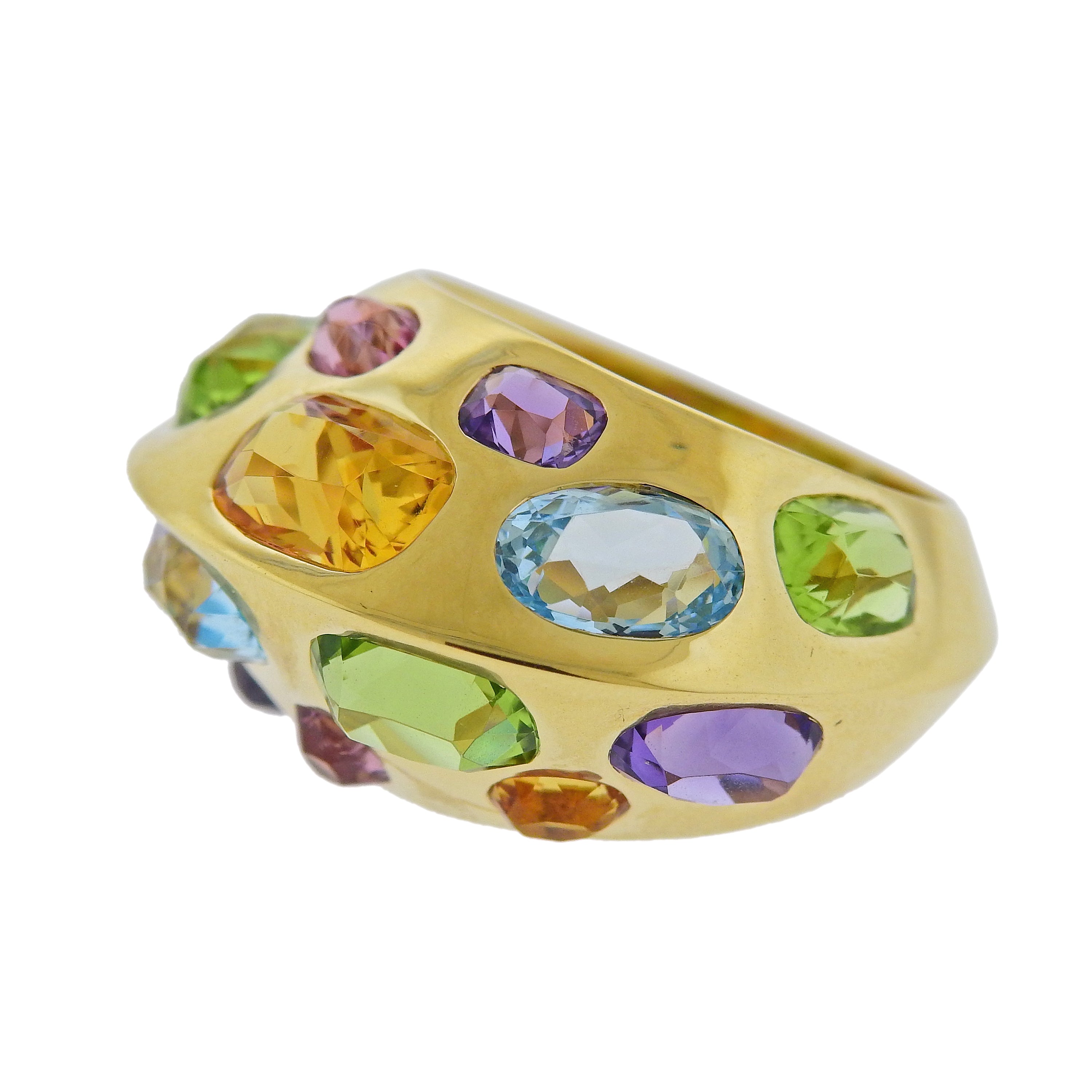 Seaman Schepps Multi Color Gemstone Gold Ring - Oak Gem