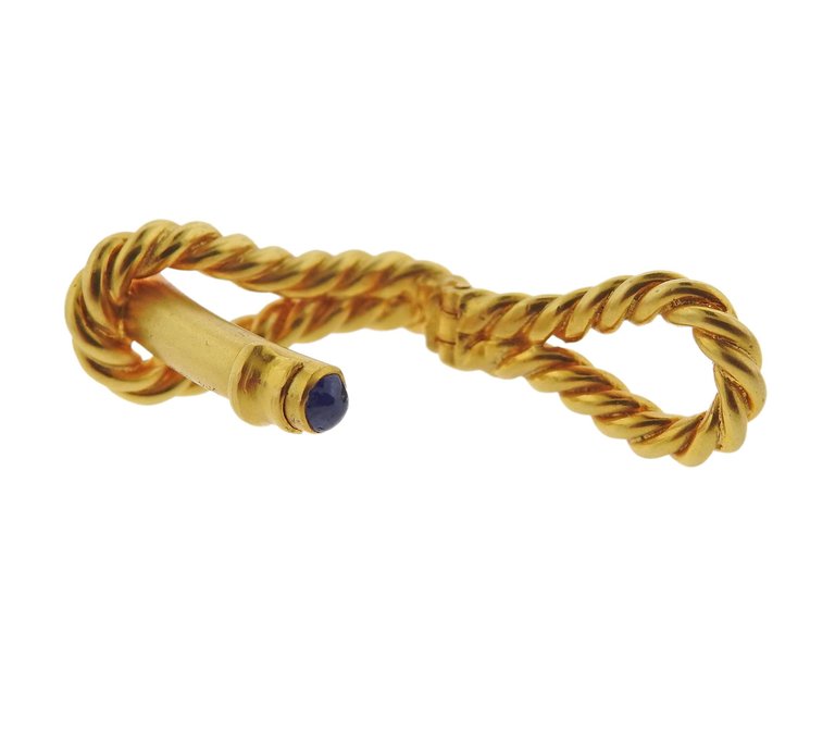 Tiffany & Co. Sapphire Gold Stirrup Cufflinks - Oak Gem