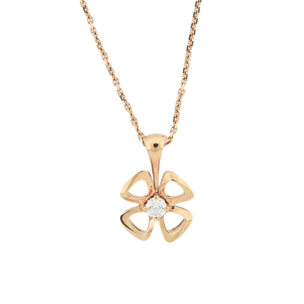 Bulgari Fiorever Diamond Rose Gold Pendant Necklace