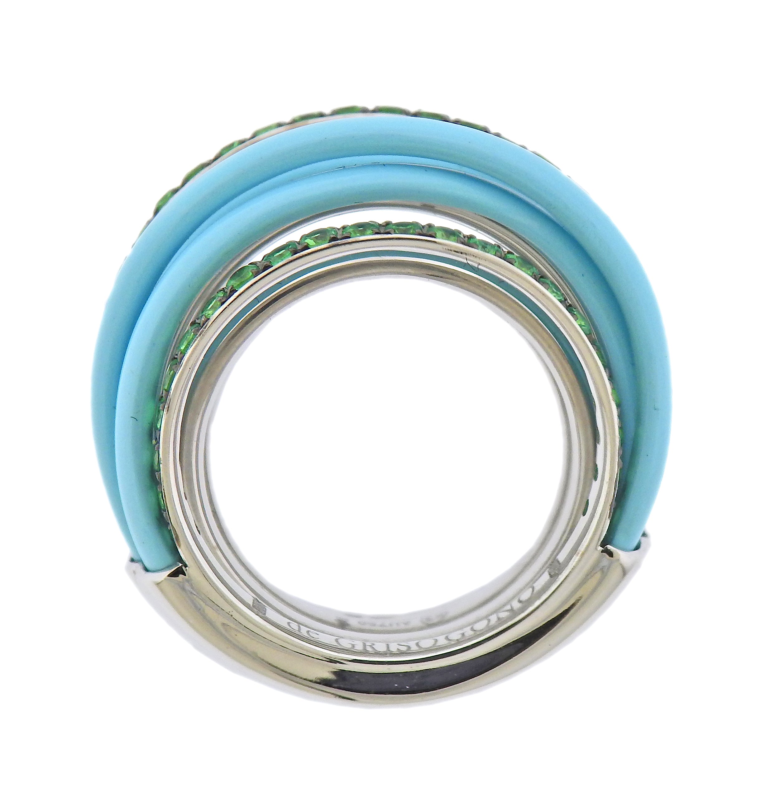 De Grisogono Allegra White Gold Ceramic Tsavorite Ring 53 - Oak Gem