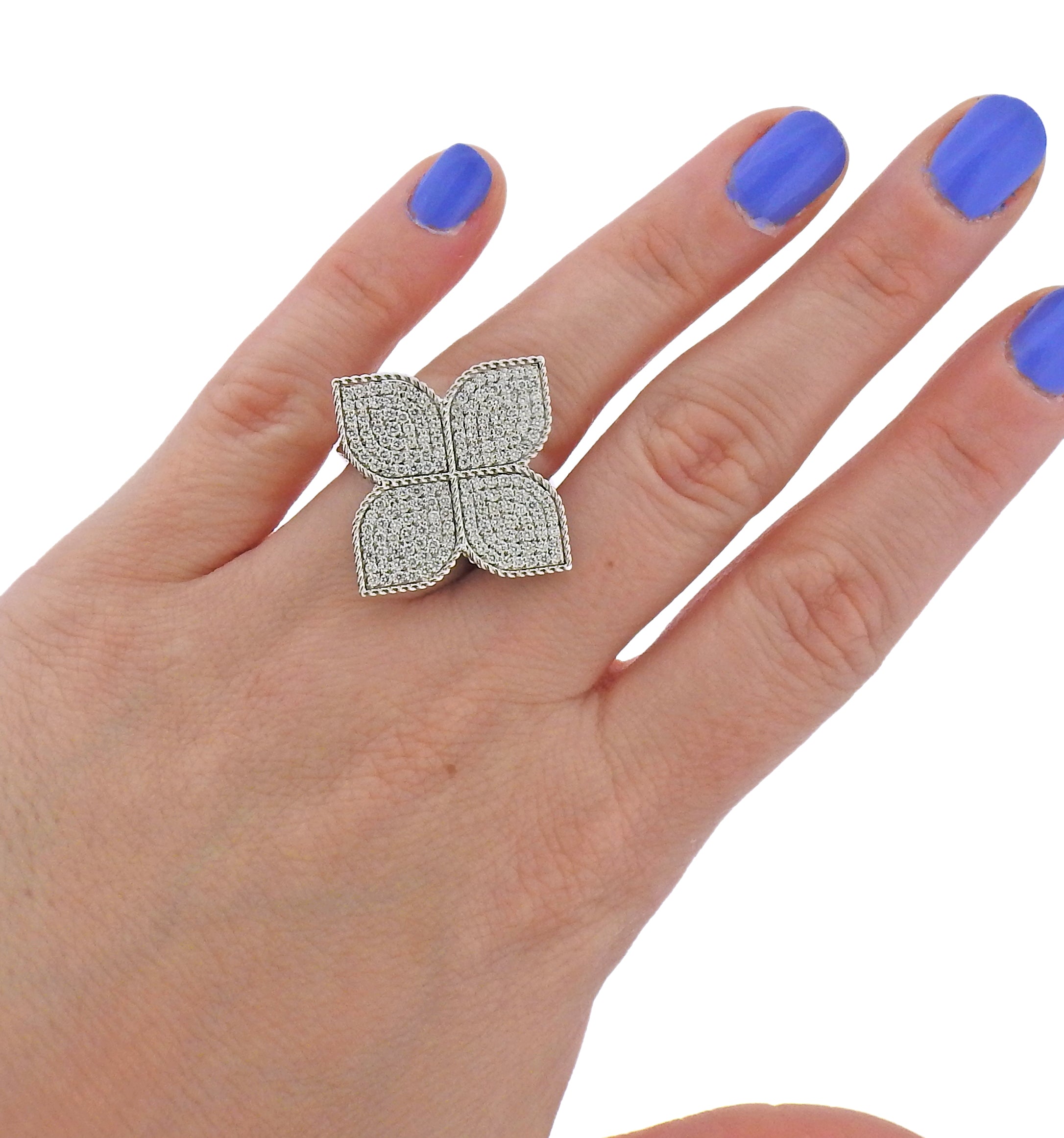 Roberto Coin Princess Flower 1.90ctw Diamond Gold Ring - Oak Gem
