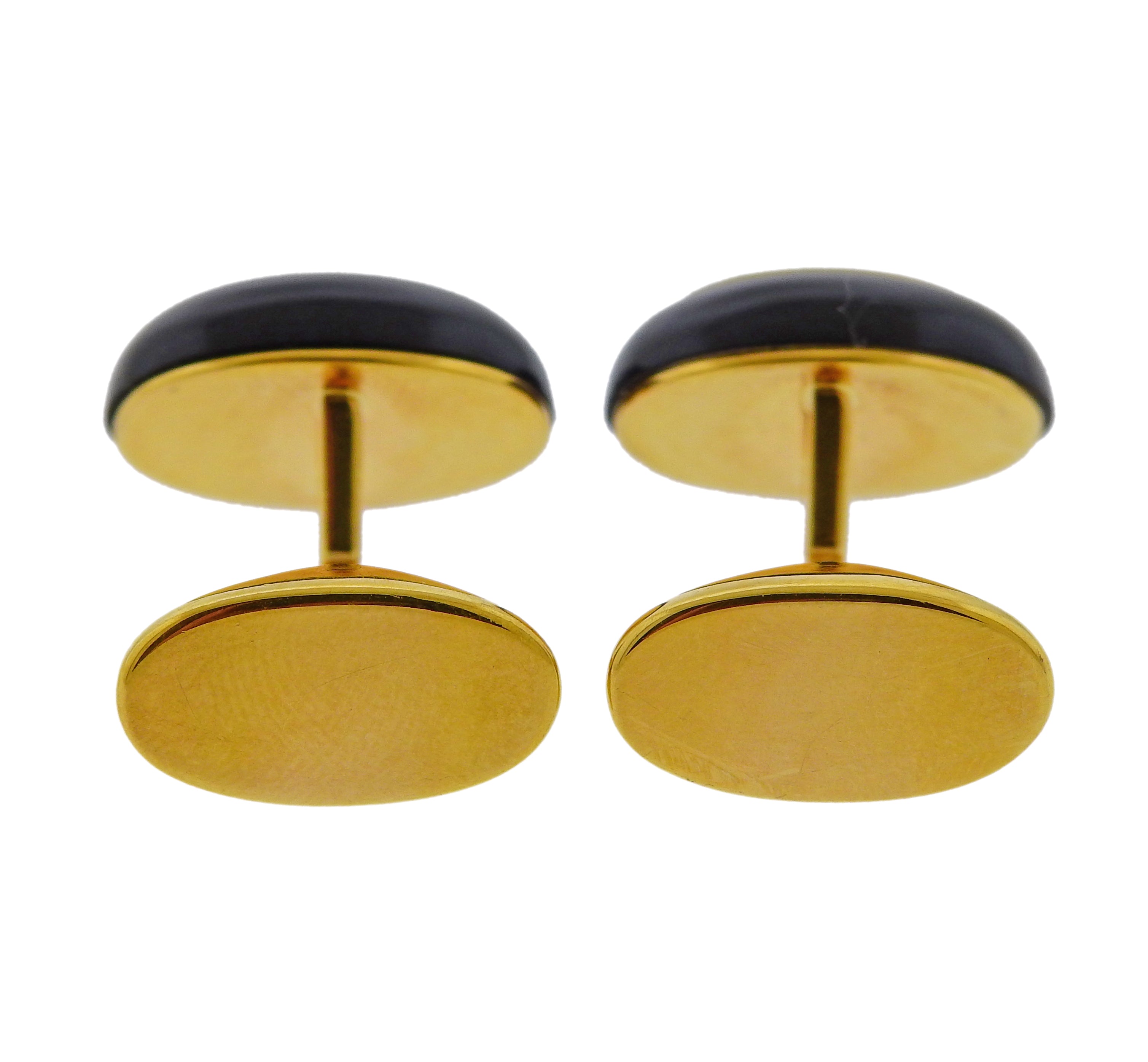 Piaget Ruby Mother of Pearl Onyx Gold Cufflinks - Oak Gem