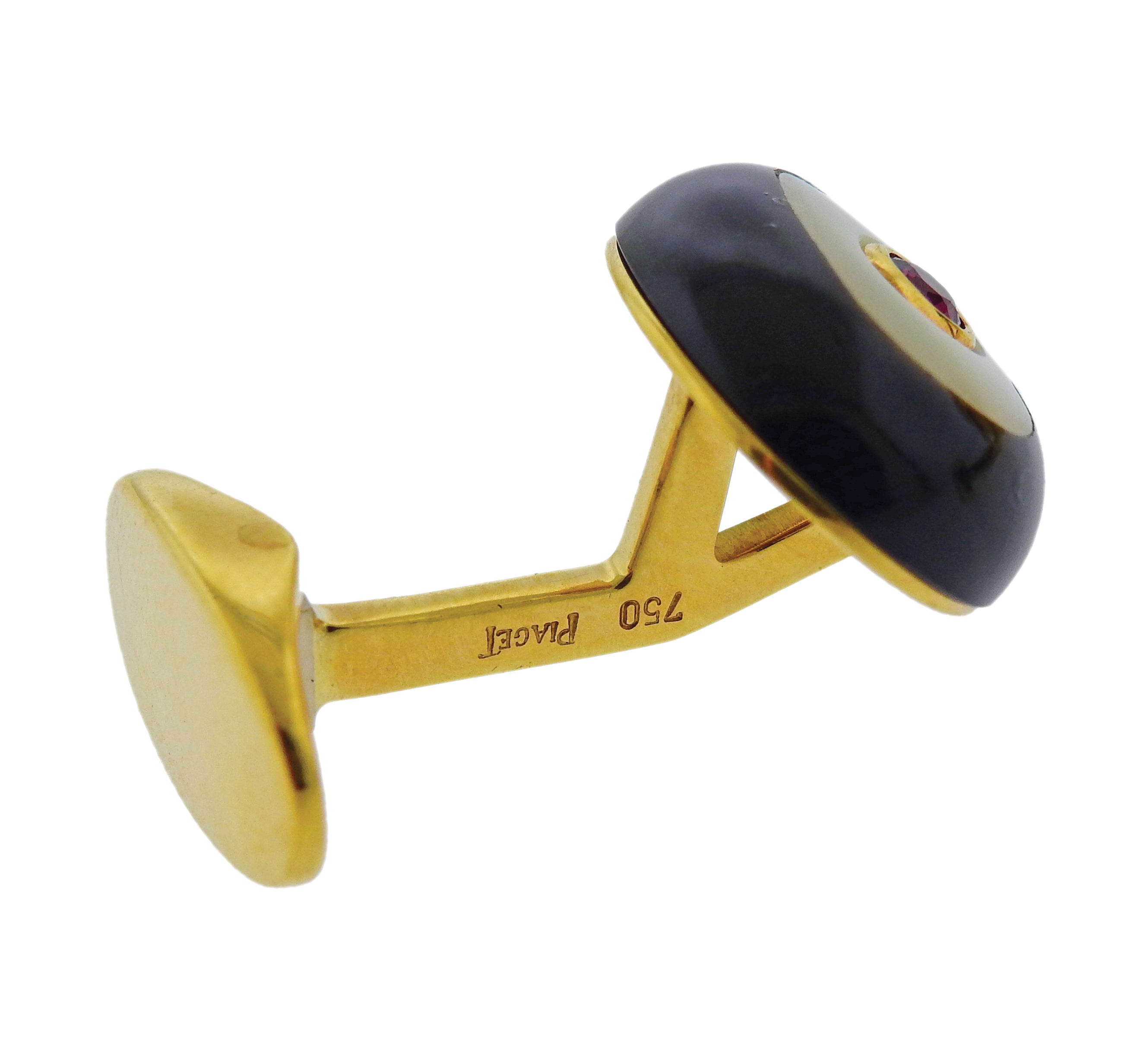 Piaget Ruby Mother of Pearl Onyx Gold Cufflinks - Oak Gem
