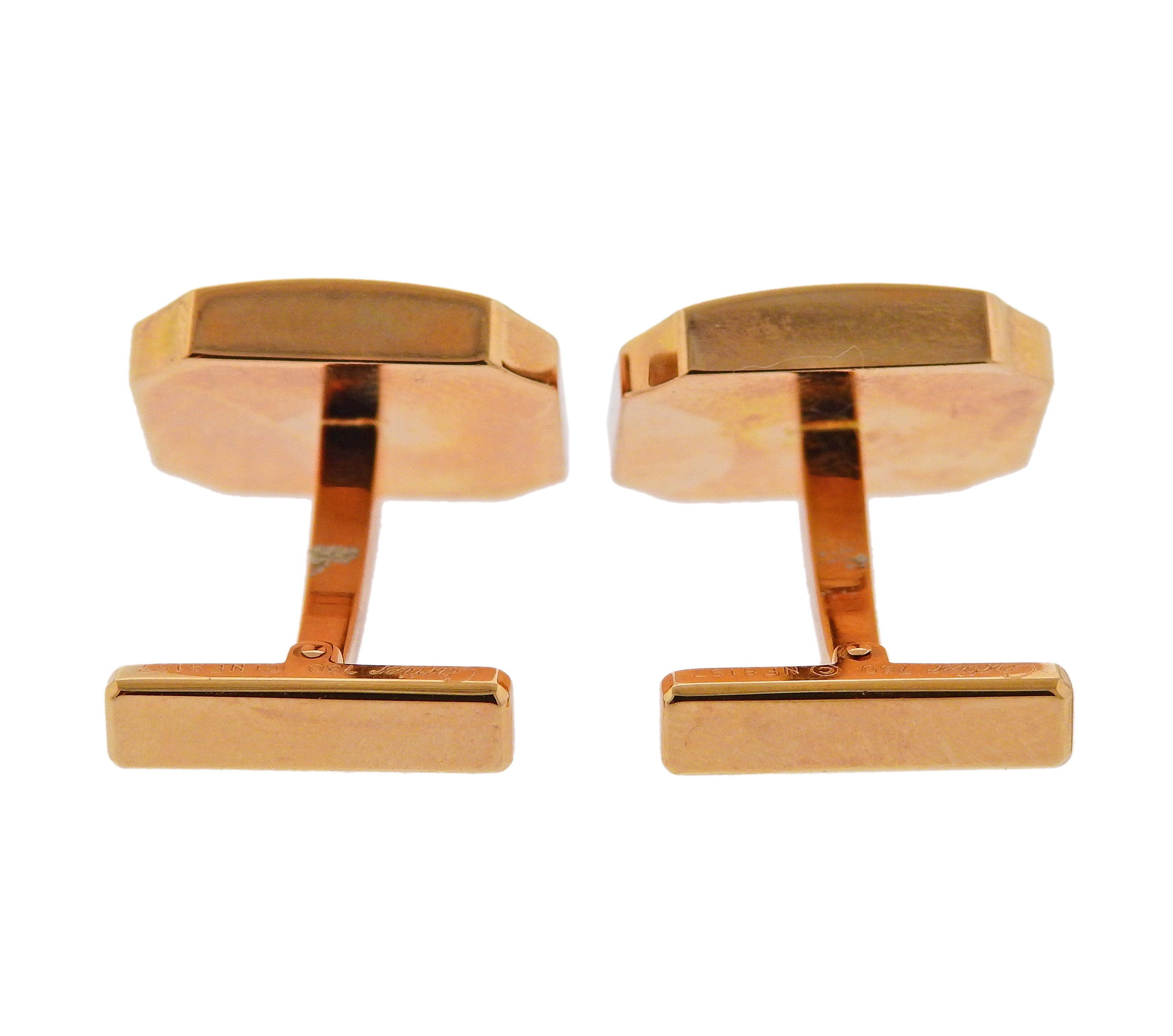 Cartier Santos Tiger's Eye Rose Gold Cufflinks - Oak Gem