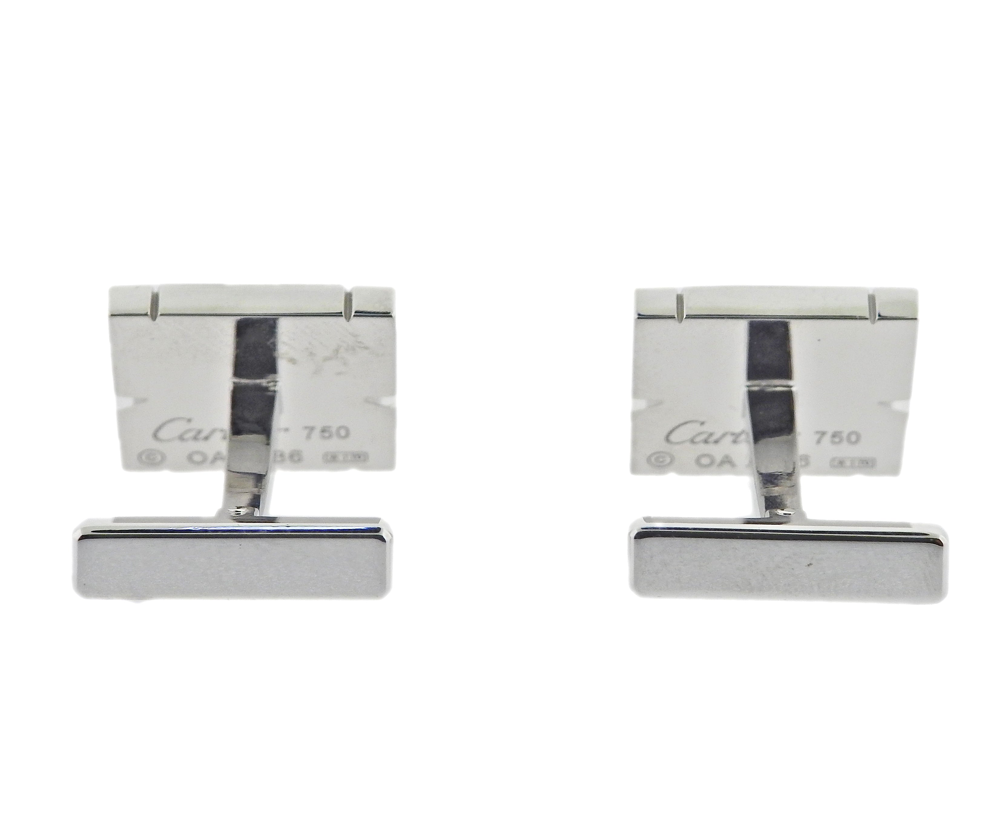 Cartier Tank Francaise Diamond Gold Cufflinks