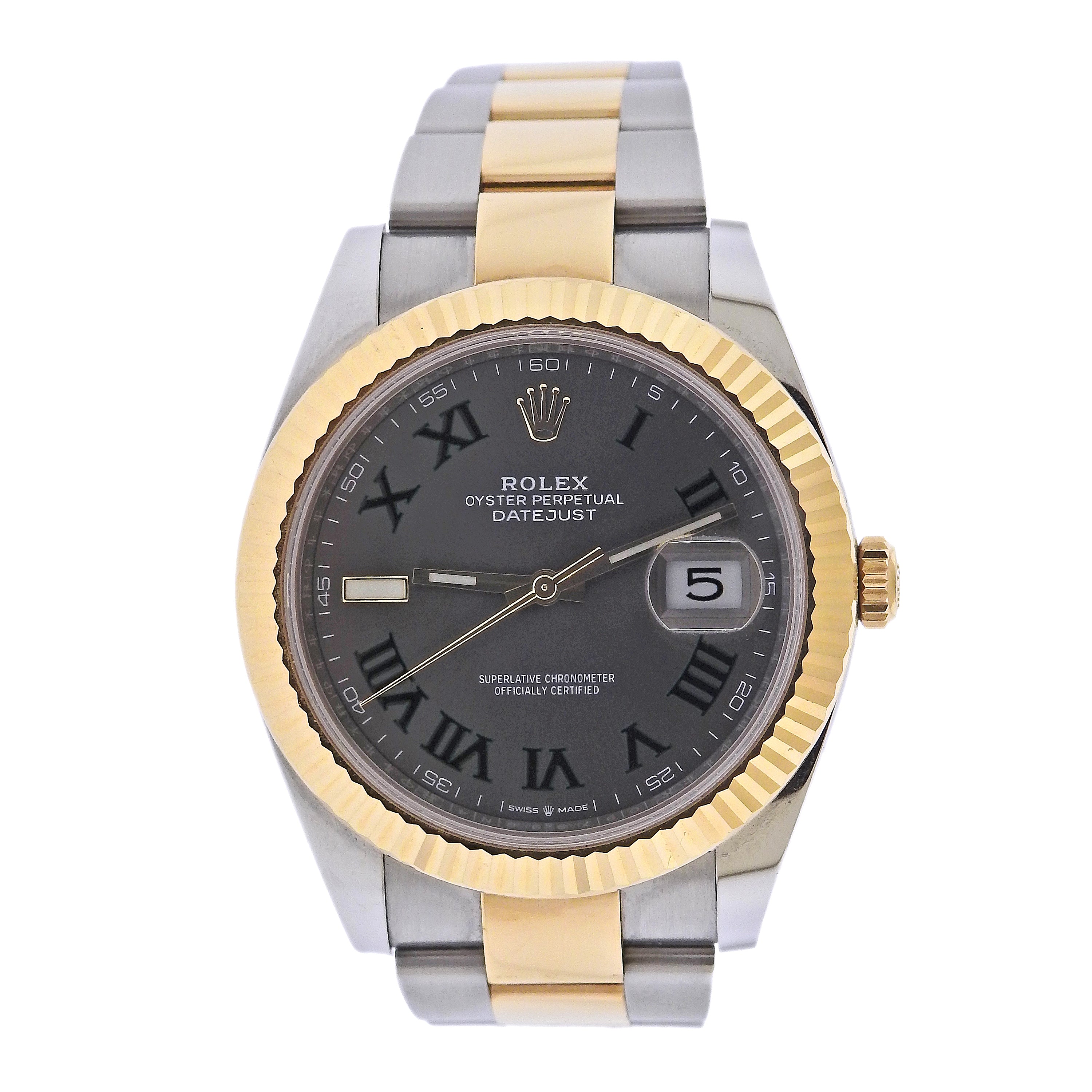 Rolex Datejust 41mm Wimbledon Two Tone Men's Automatic Watch 126333 – Oak  Gem