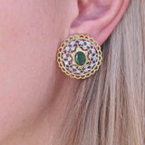 Mario Buccellati Emerald Diamond Gold Earrings