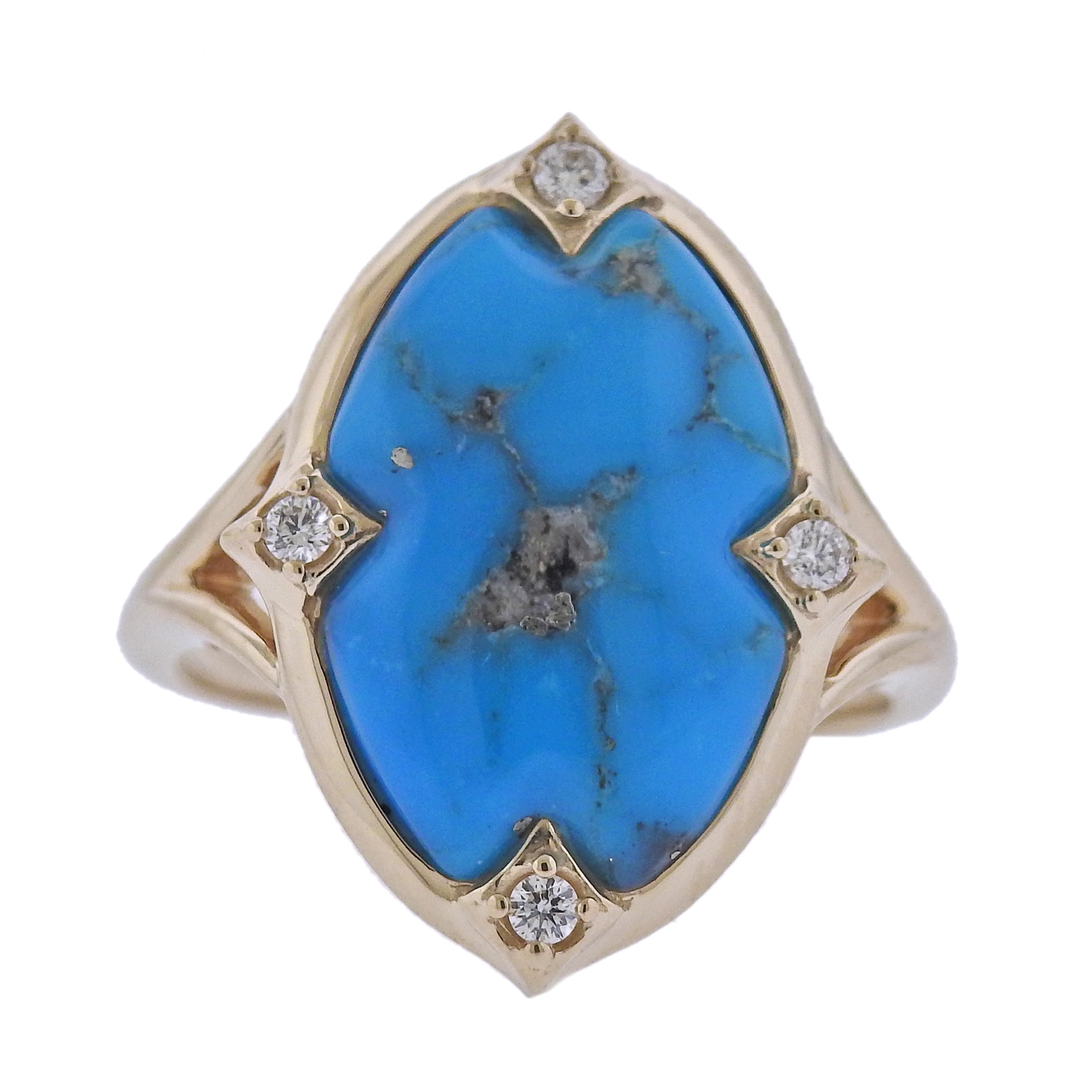 Kabana Gold Kingman Turquoise Diamond Ring – Oak Gem